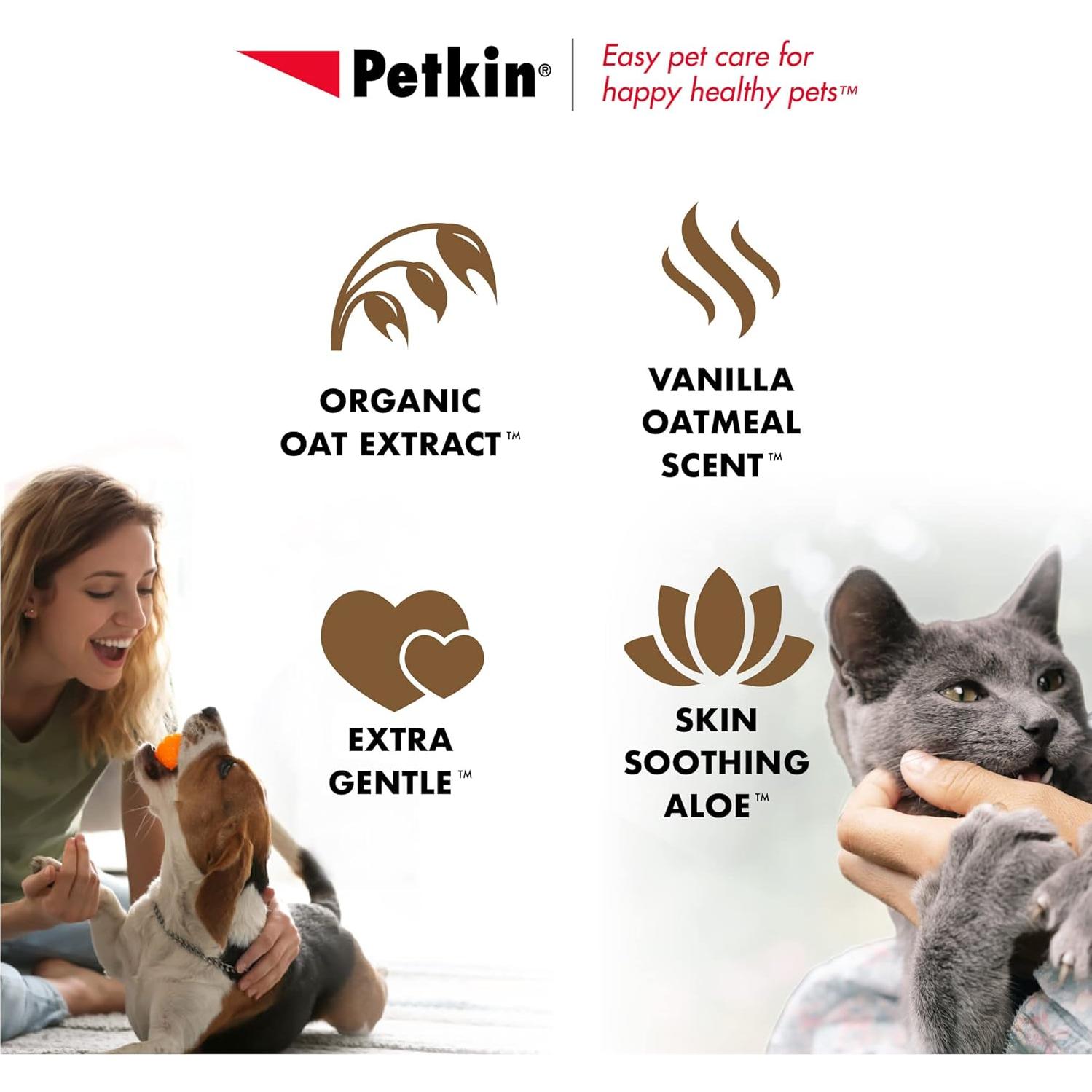 Toallitas para Mascotas Petkin 100 Unidades Avena para Perros y Gatos