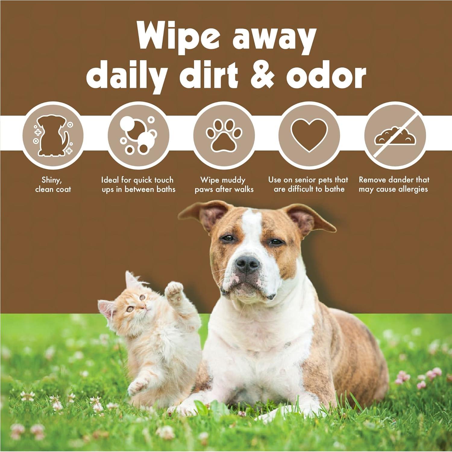 Toallitas para Mascotas Petkin 100 Unidades Avena para Perros y Gatos