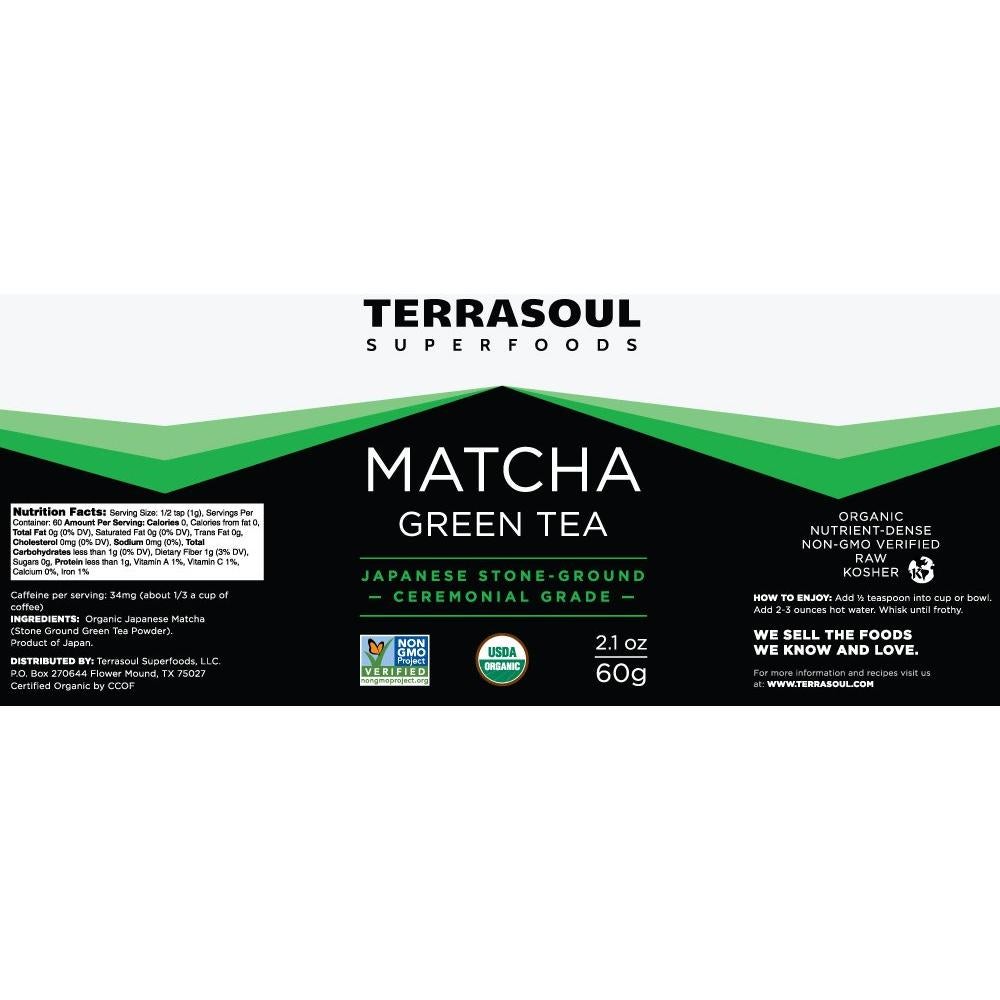 Té Verde Matcha Orgánico Terrasoul Superfoods 60g Ceremonial