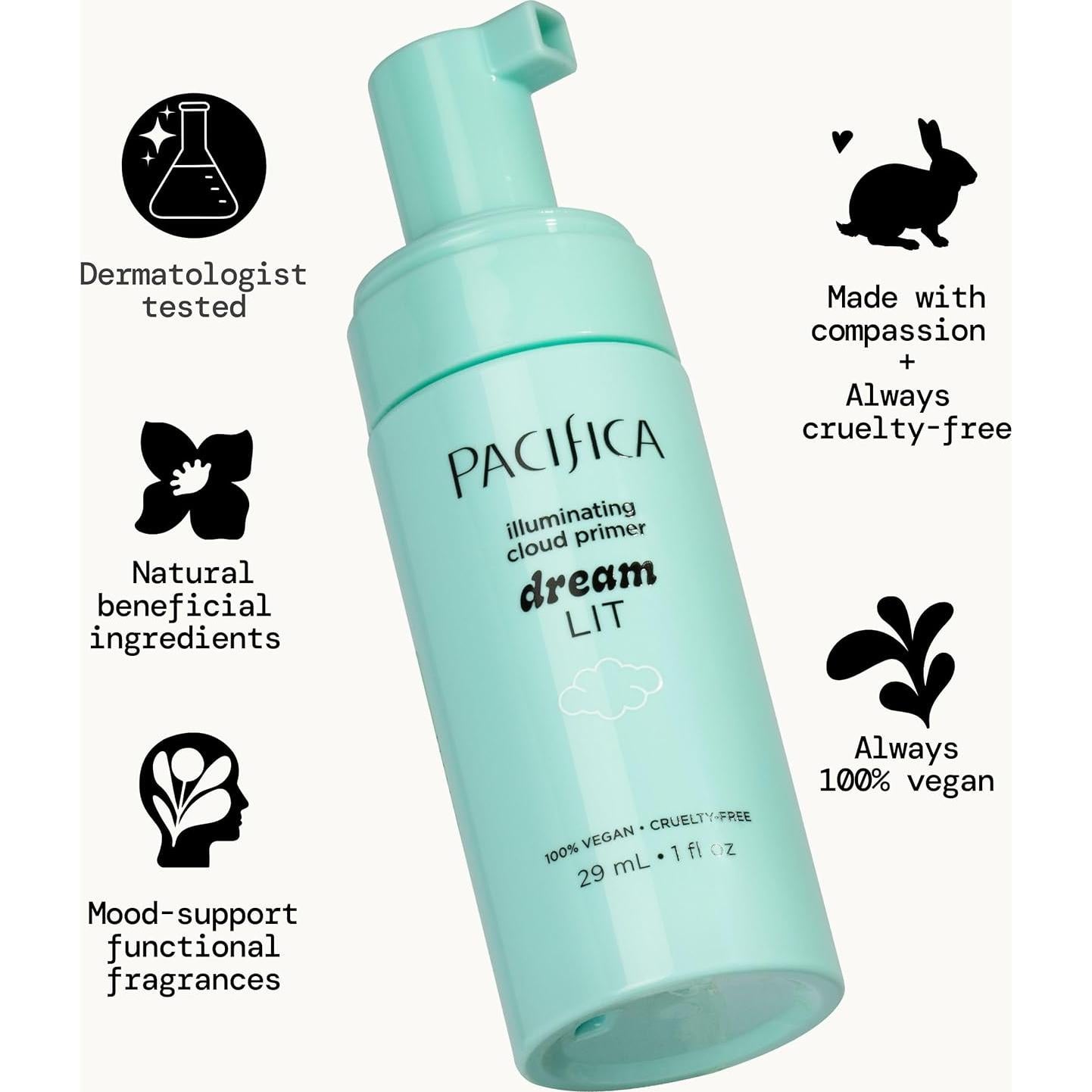 Pacifica Dreamlit Primer Iluminador Espumoso 29.57 ml Vegano