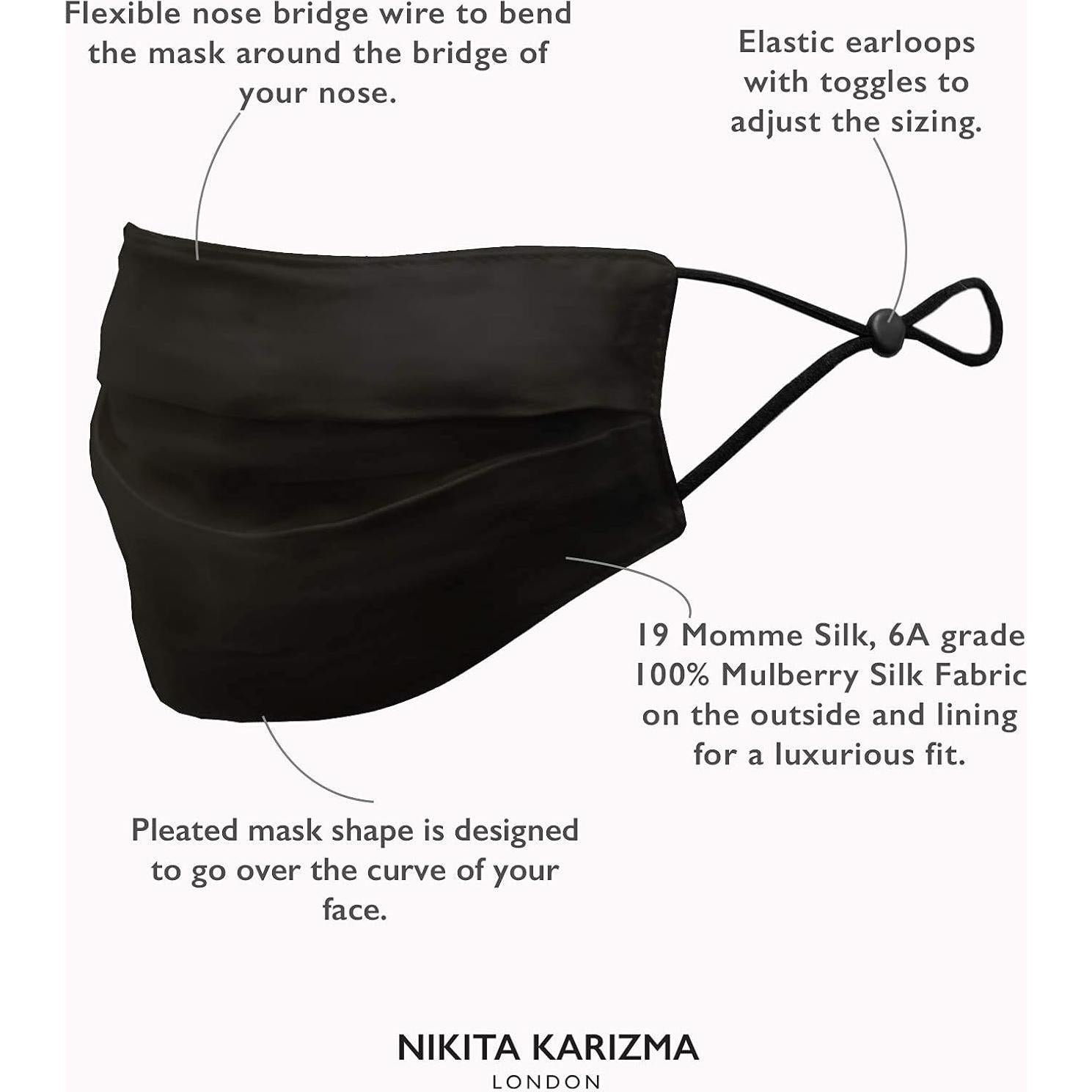 Mascarilla de Seda KARIZMA Beverly Hills Negra 19 Momme Ajustable