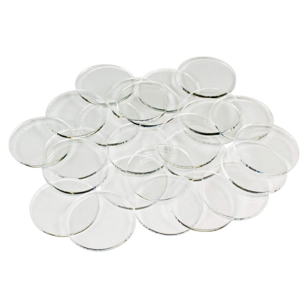 Bases Redondas LITKO 27mm Acrílico Transparente Paquete de 25
