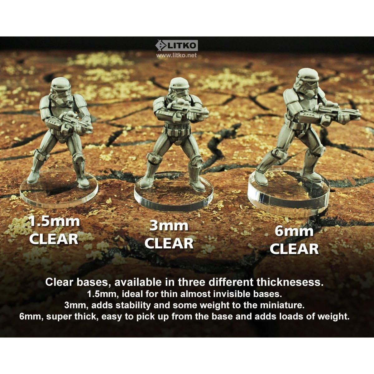 Bases Redondas LITKO 27mm Acrílico Transparente Paquete de 25