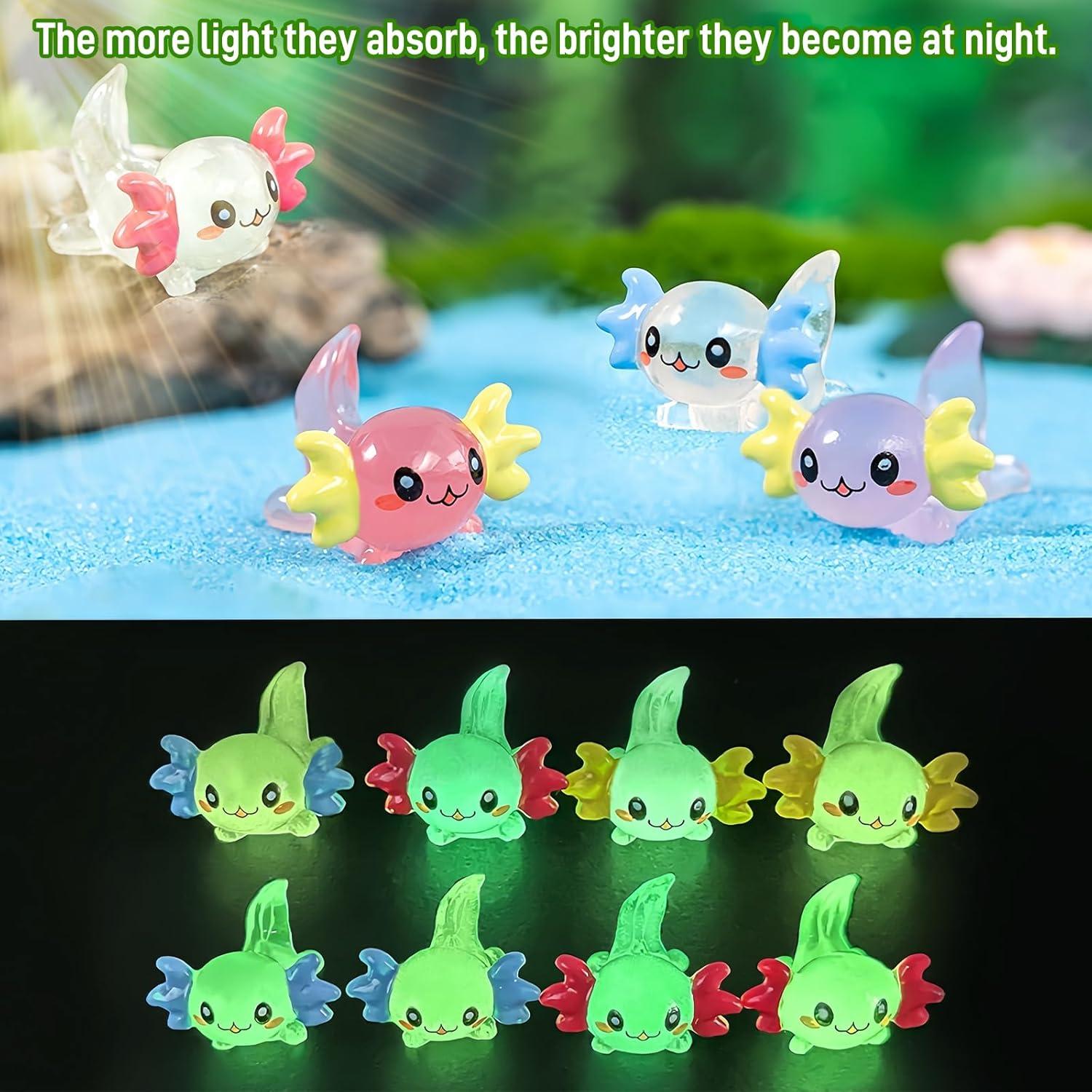 40 Figuras de Axolotls Luminosa de Resina para Decoración