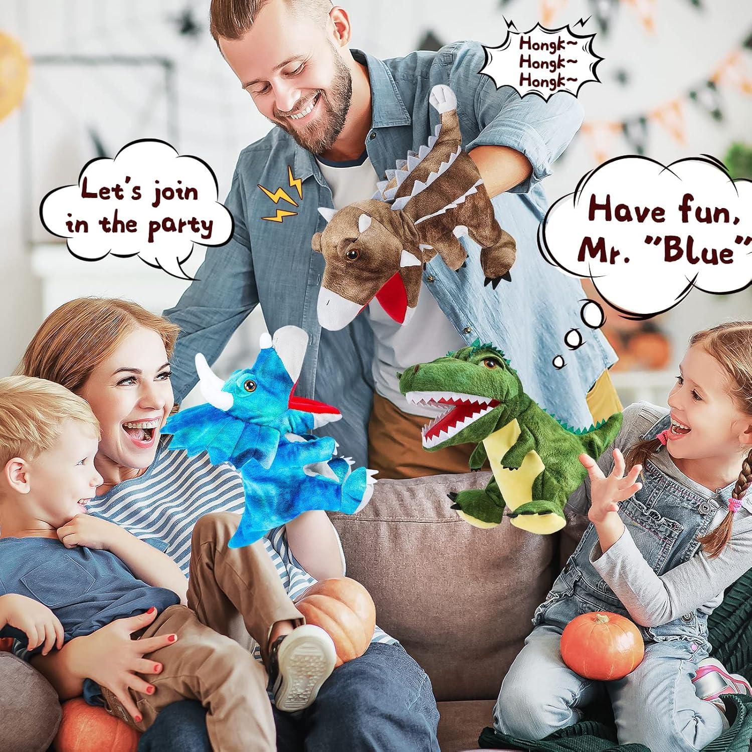 3 Marionetas de Mano de Dinosaurio de Peluche Noetoy 26.67 cm