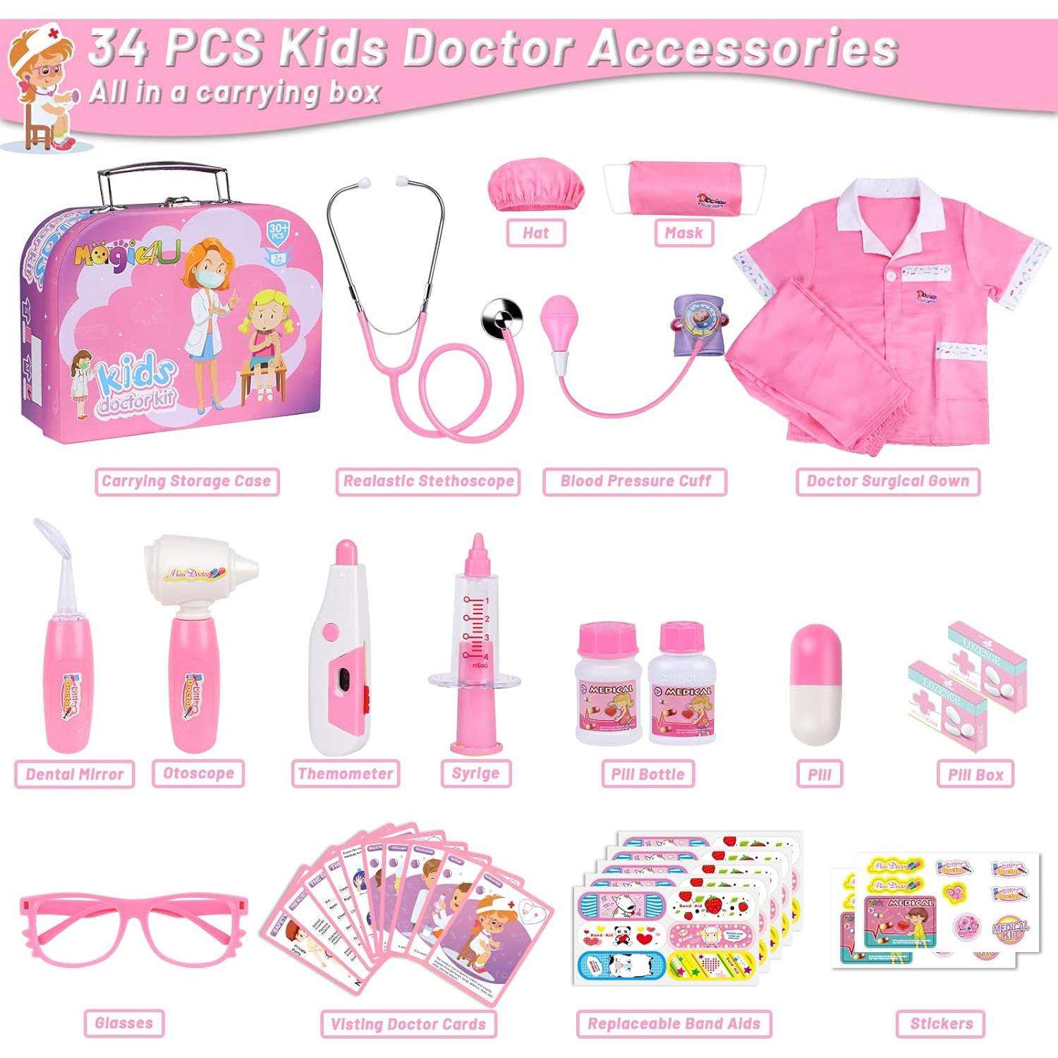 Kit de Disfraz de Doctor Magic4U para Niños 34 Piezas