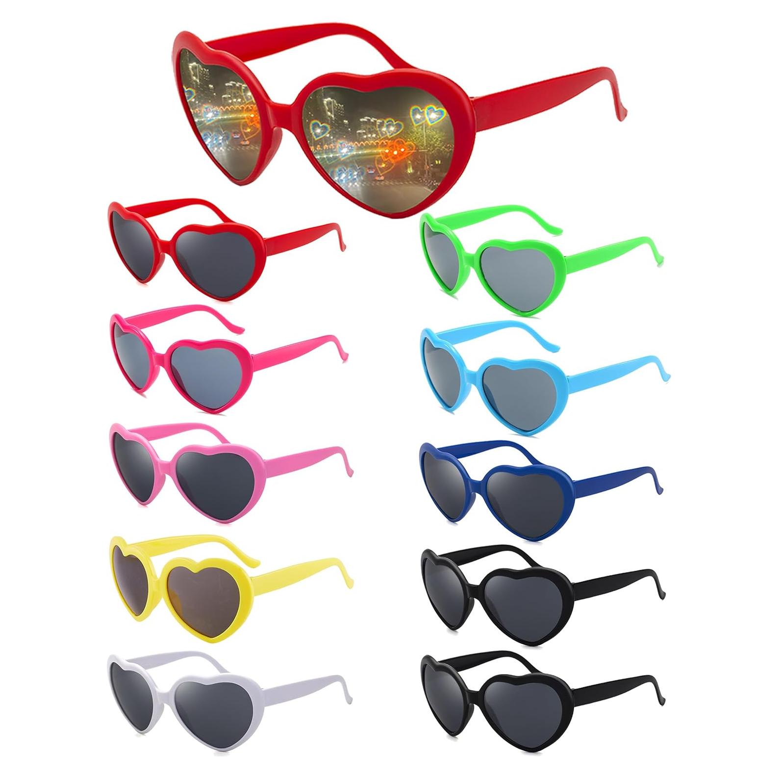 Paquete de 10 Gafas de Sol en Forma de Corazón UV400