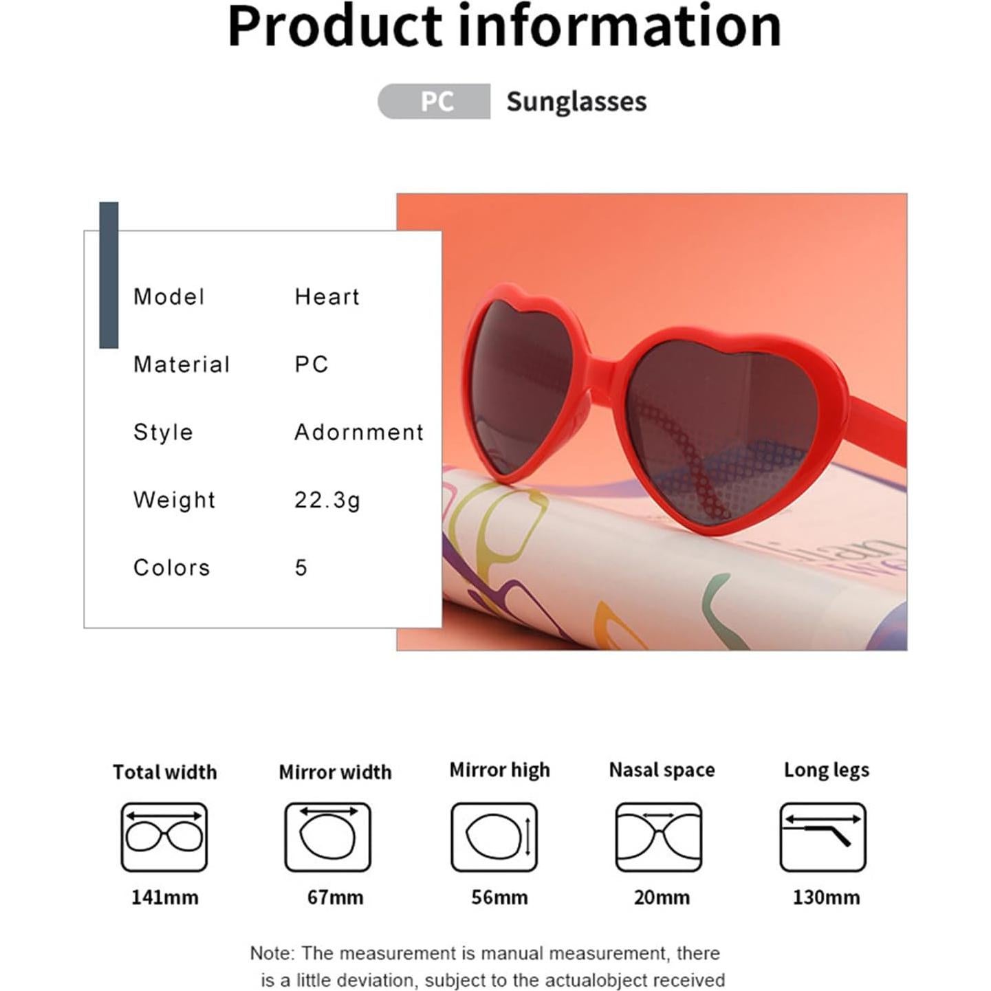 Paquete de 10 Gafas de Sol en Forma de Corazón UV400