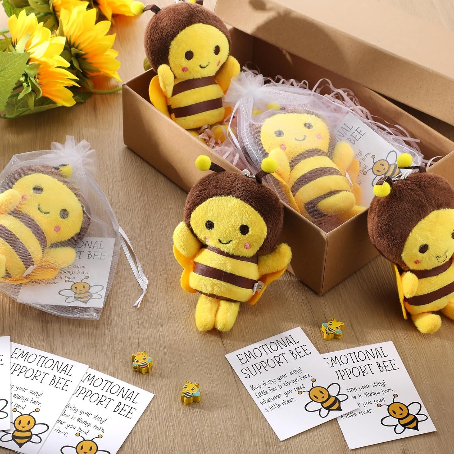 Pack de 6 Llaveros de Peluche Abeja RoundFunny con Tarjetas