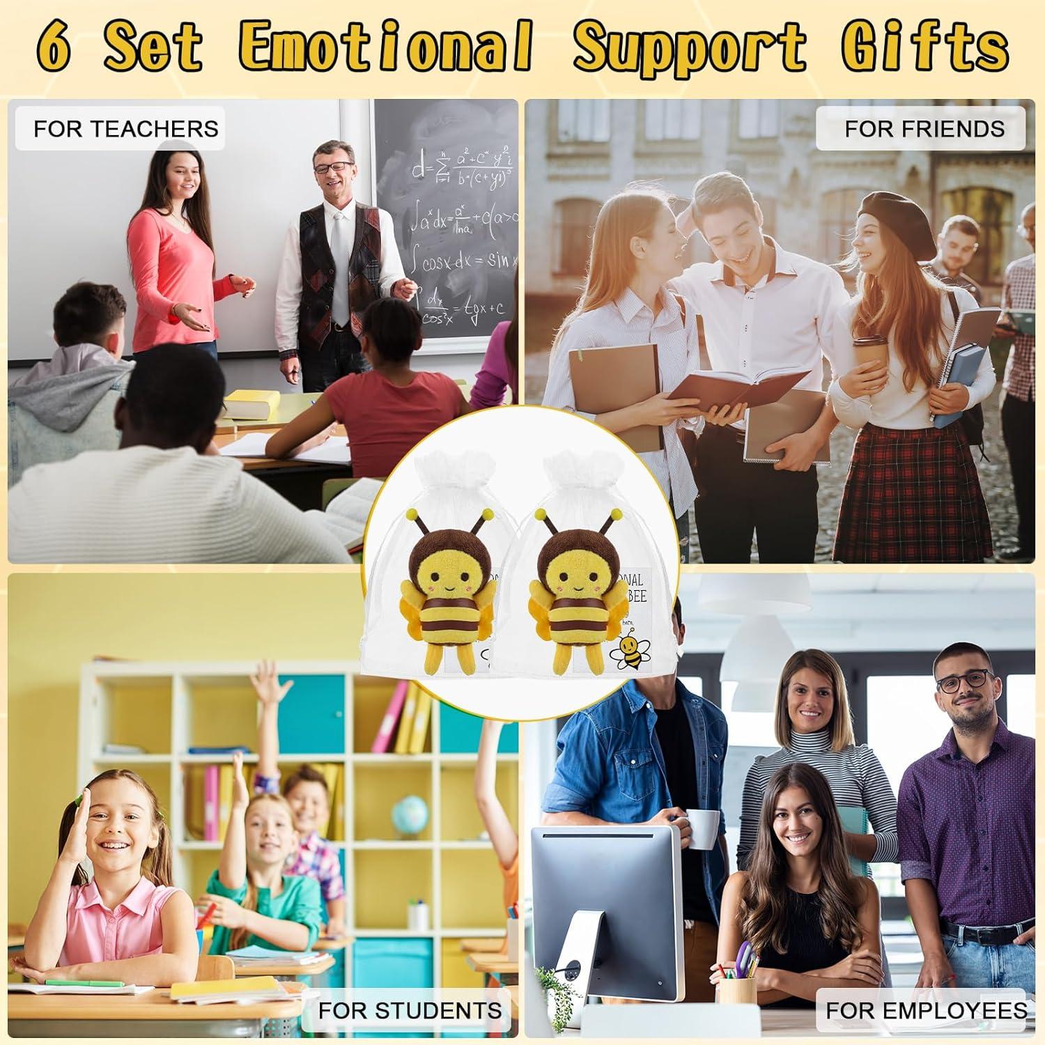 Pack de 6 Llaveros de Peluche Abeja RoundFunny con Tarjetas