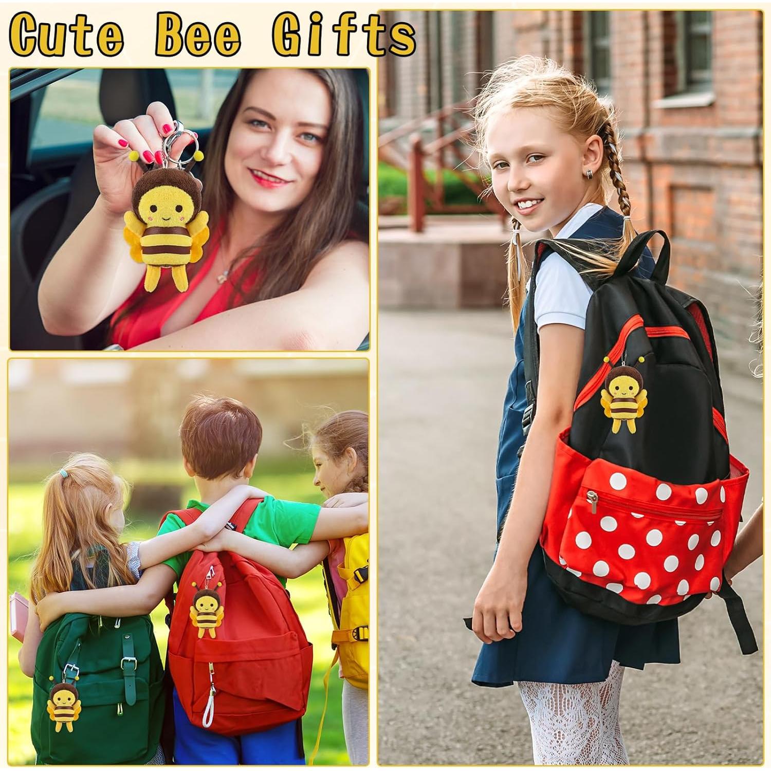 Pack de 6 Llaveros de Peluche Abeja RoundFunny con Tarjetas