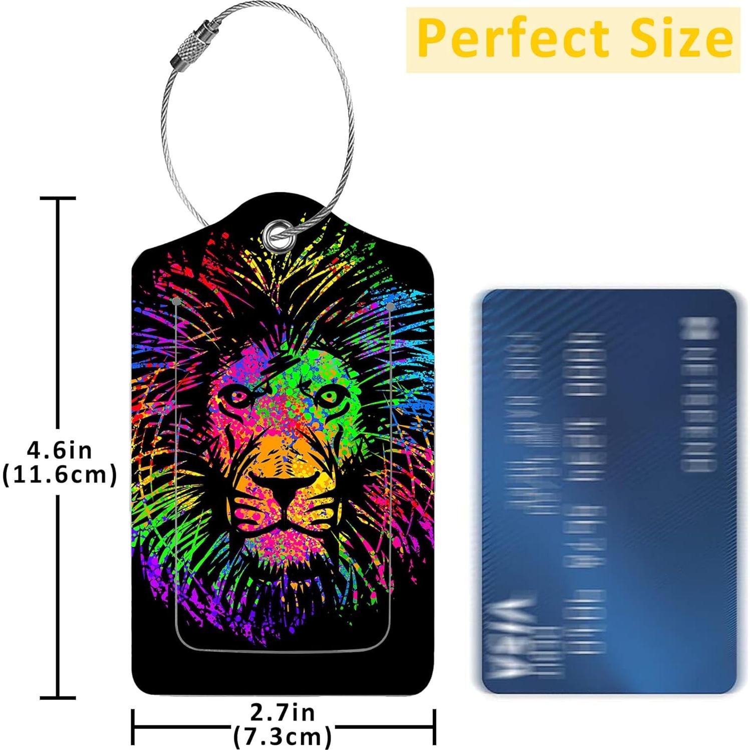 2 Etiquetas de Equipaje EOBKLAX Cuero PU León Abstracto