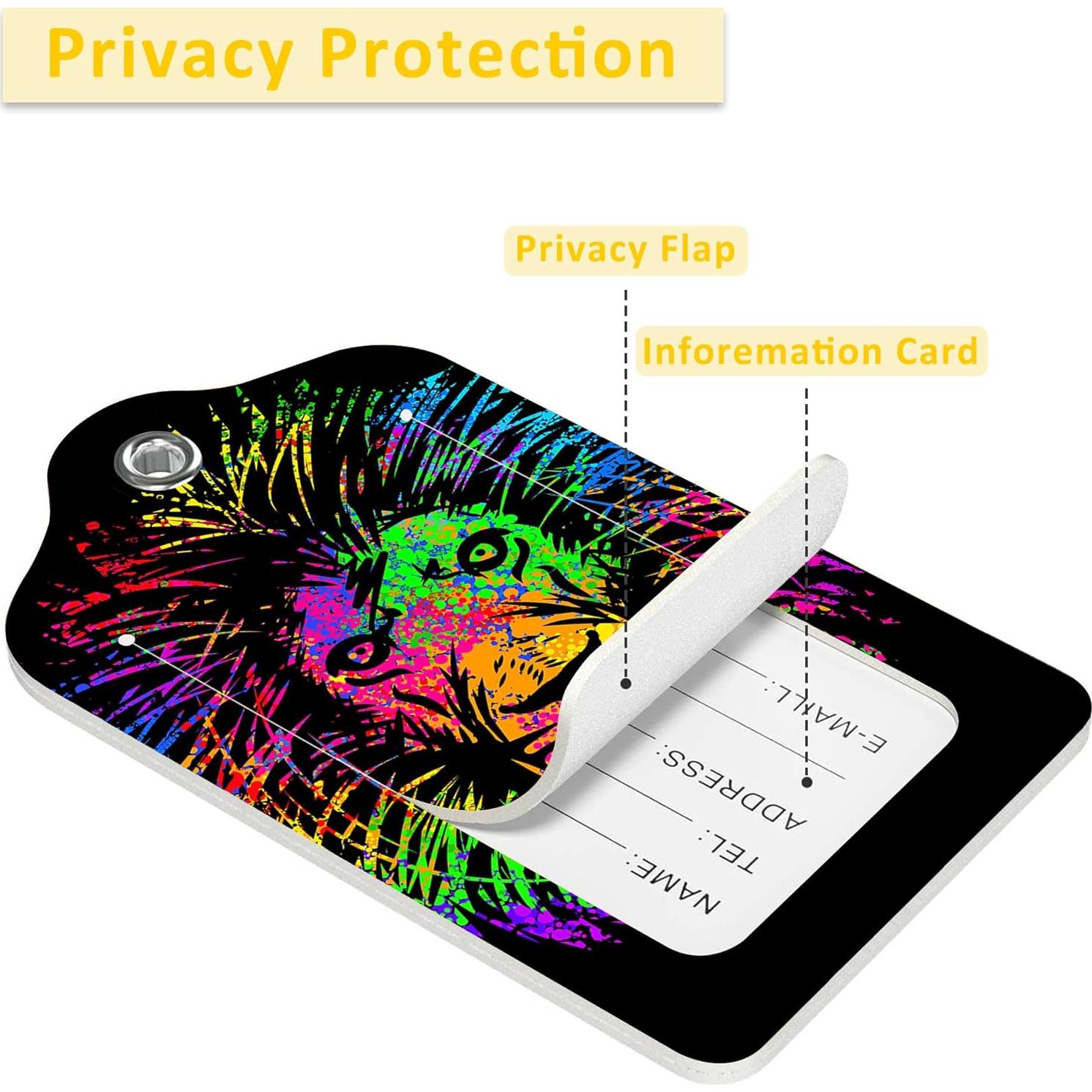 2 Etiquetas de Equipaje EOBKLAX Cuero PU León Abstracto