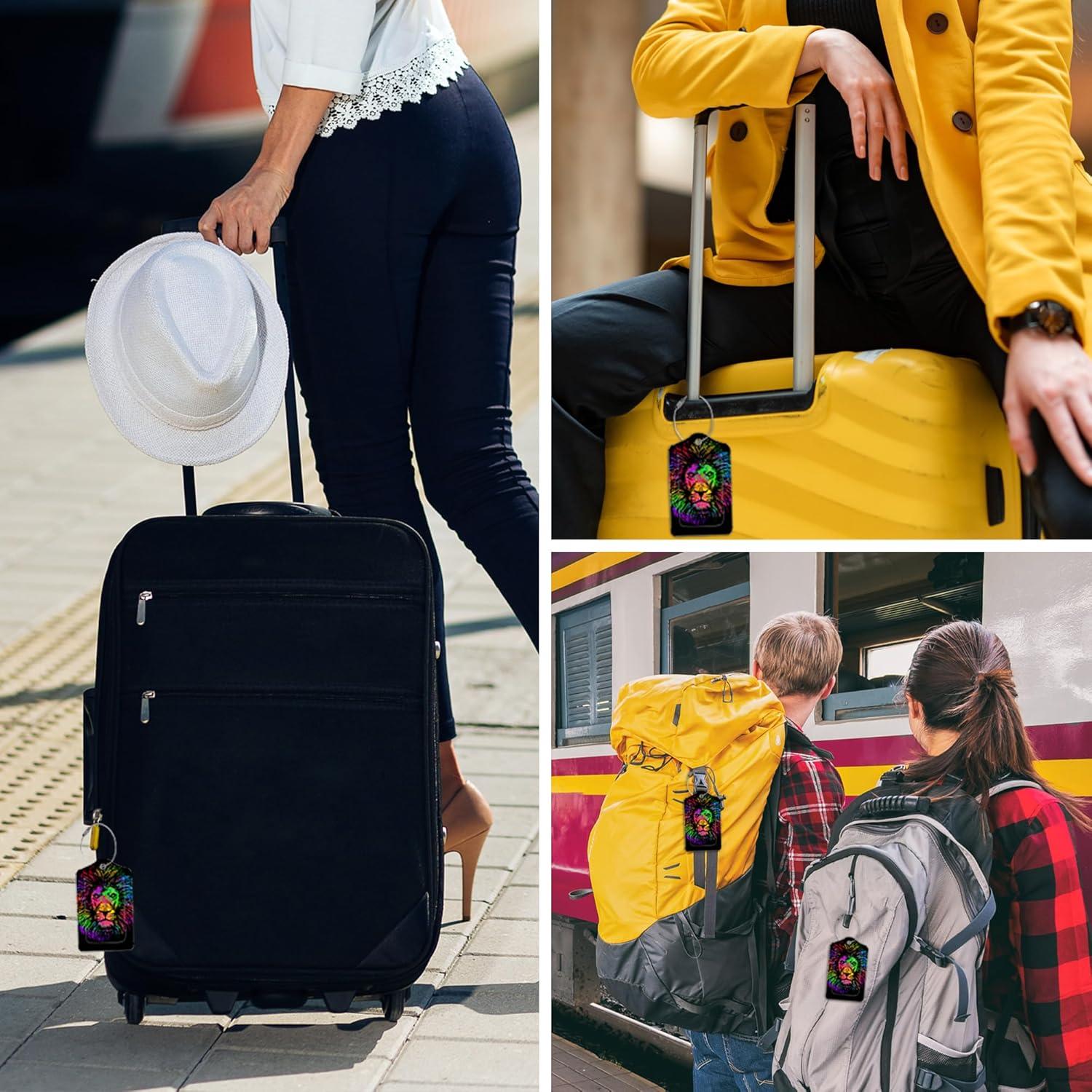 2 Etiquetas de Equipaje EOBKLAX Cuero PU León Abstracto