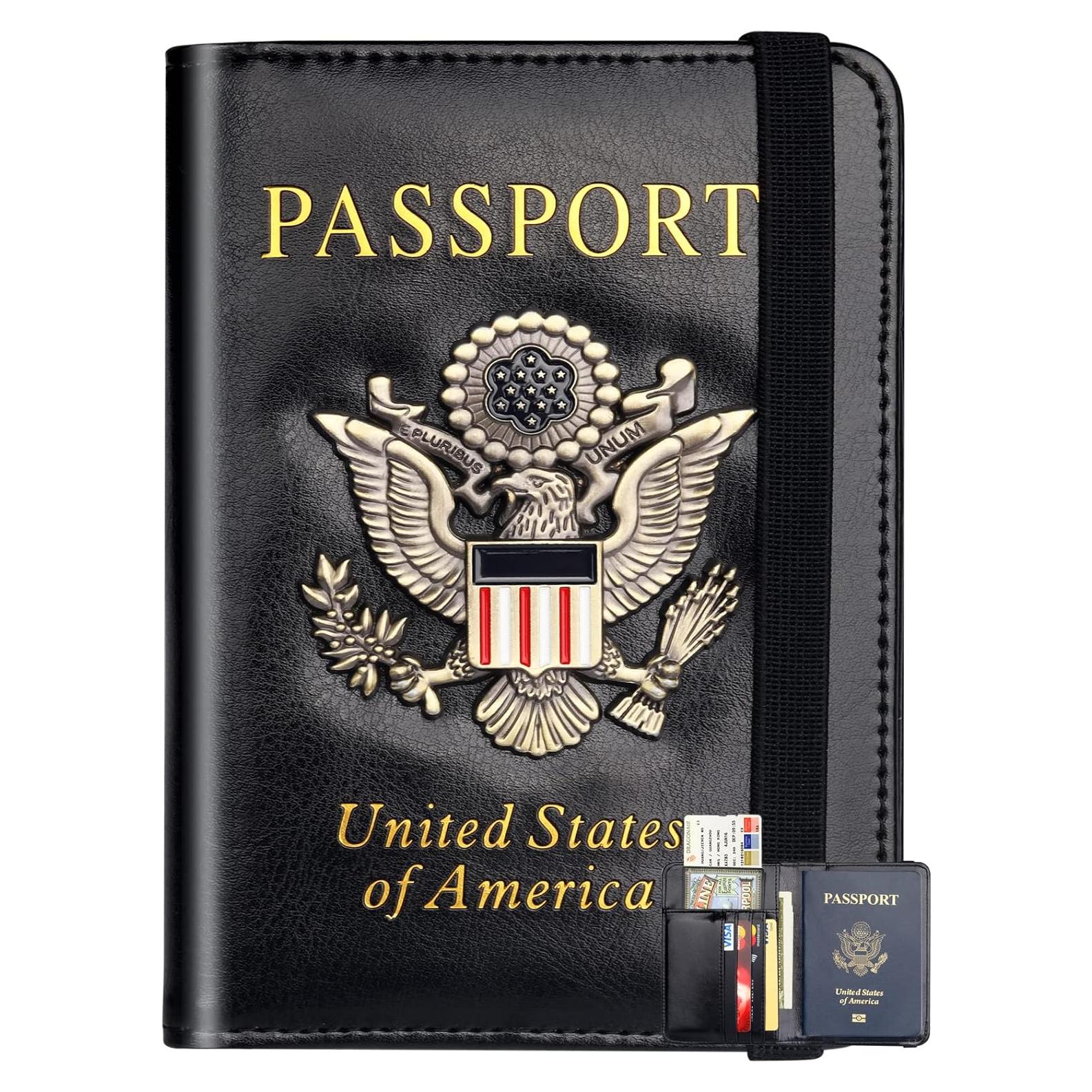 Funda de Pasaporte Herain con Bloqueo RFID - Unisex, Negro