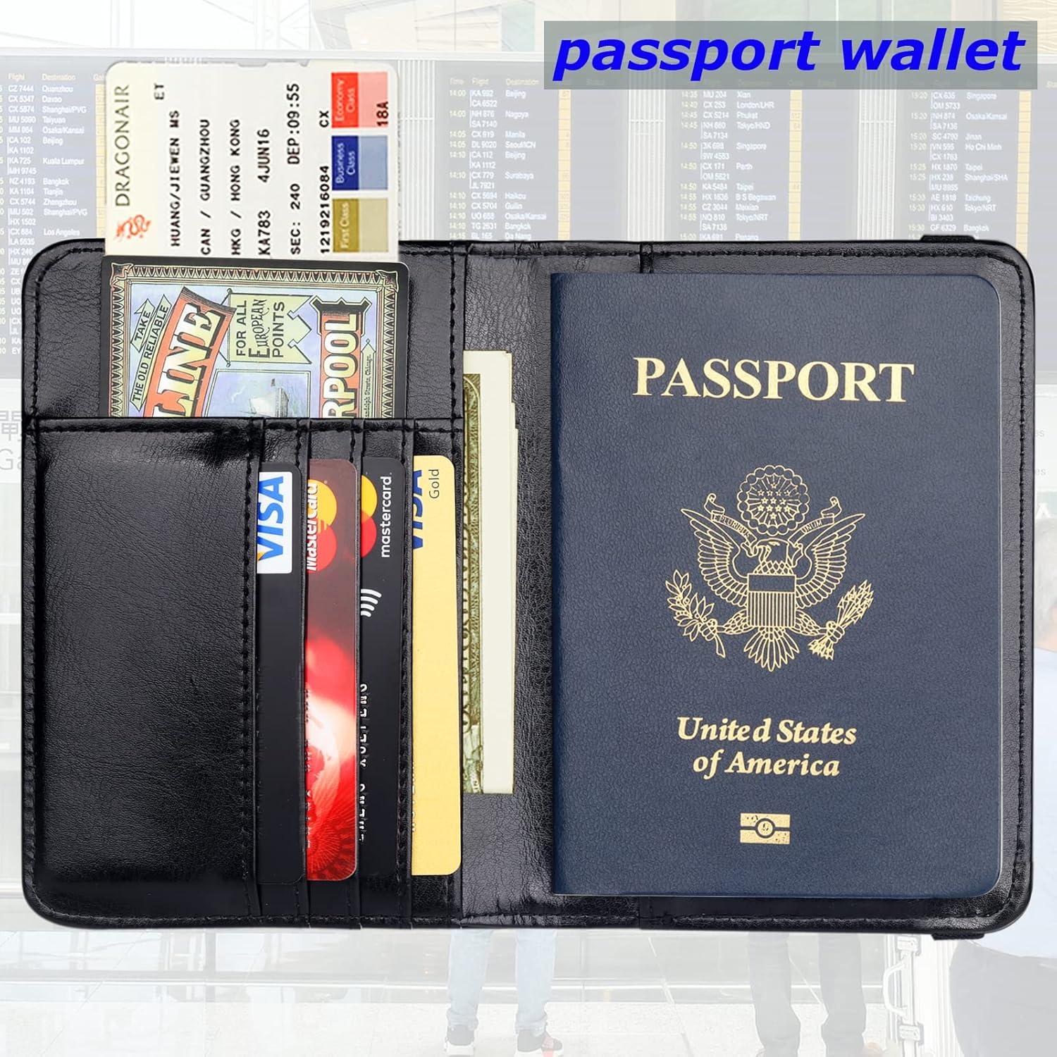 Funda de Pasaporte Herain con Bloqueo RFID - Unisex, Negro