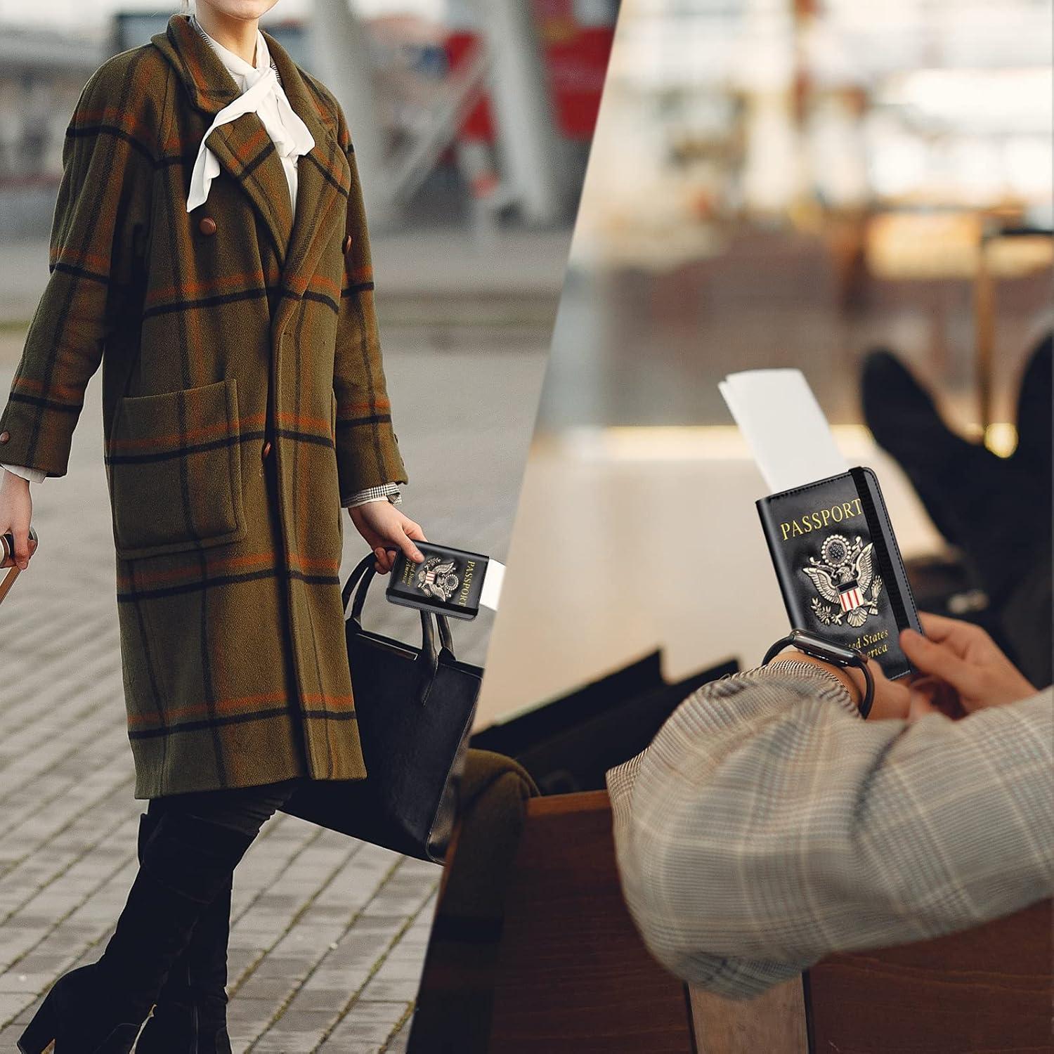 Funda de Pasaporte Herain con Bloqueo RFID - Unisex, Negro