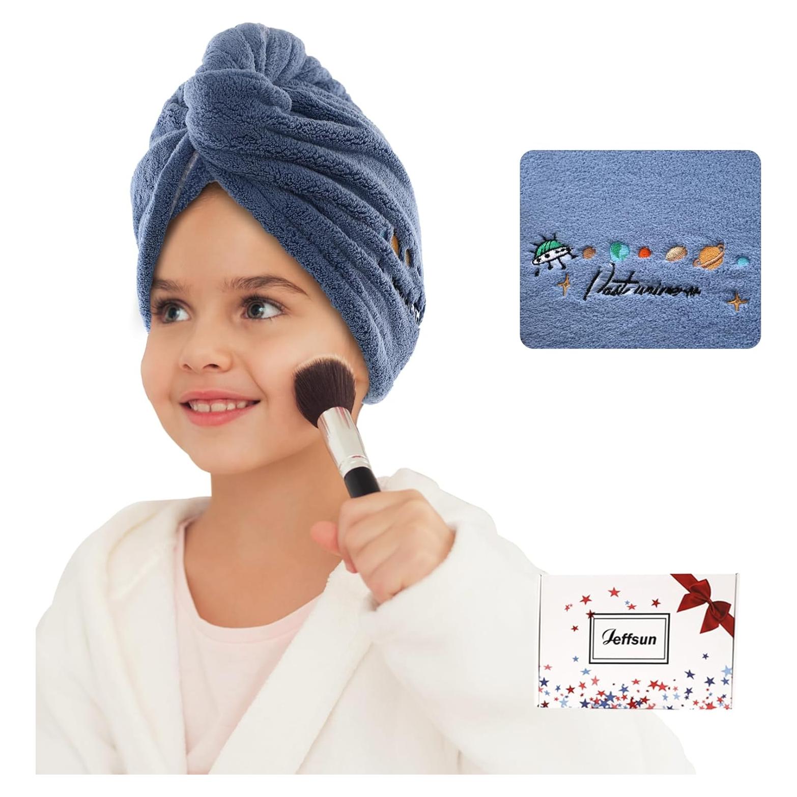 Toalla de Secado de Cabello Microfibra Jeffsun 63.5x25.4cm Azul