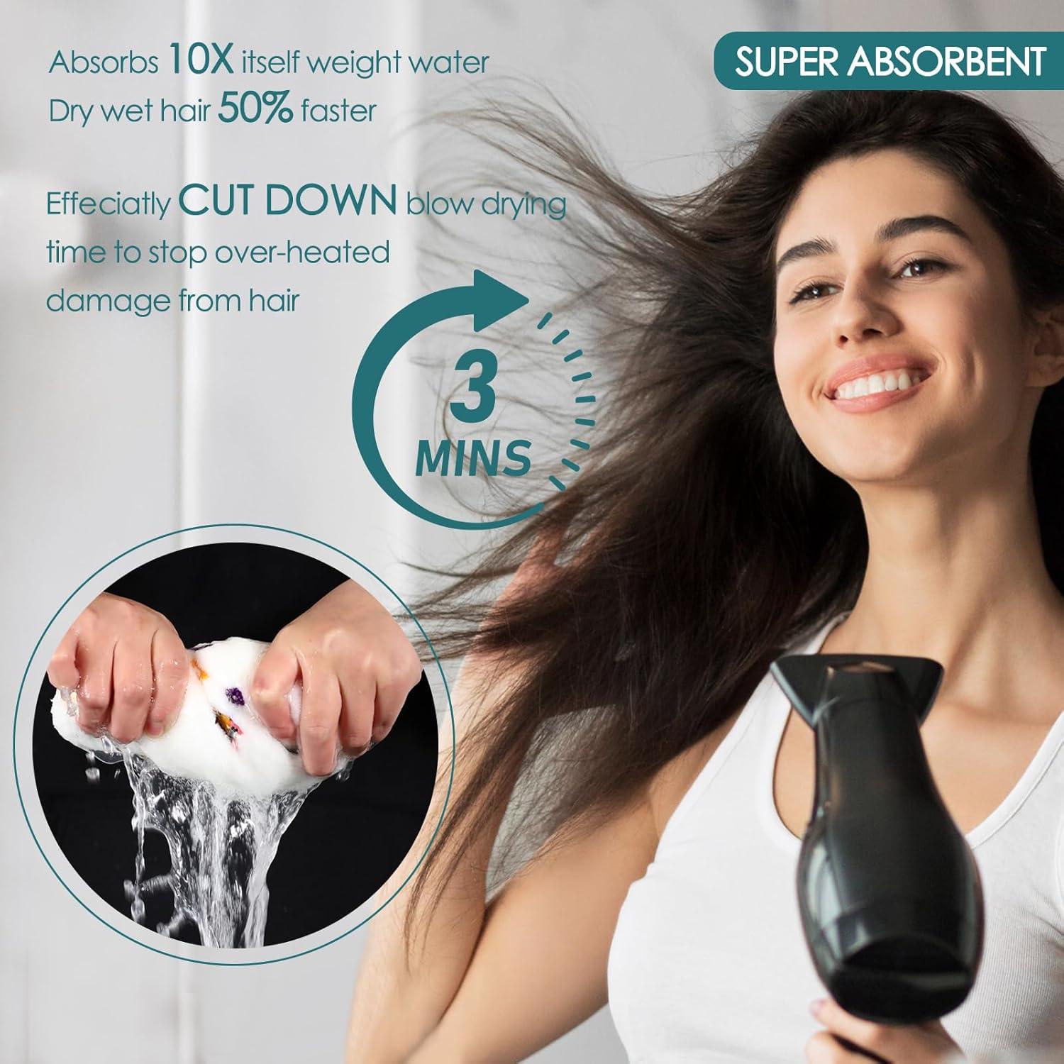 Toalla de Secado de Cabello Microfibra Jeffsun 63.5x25.4cm Azul