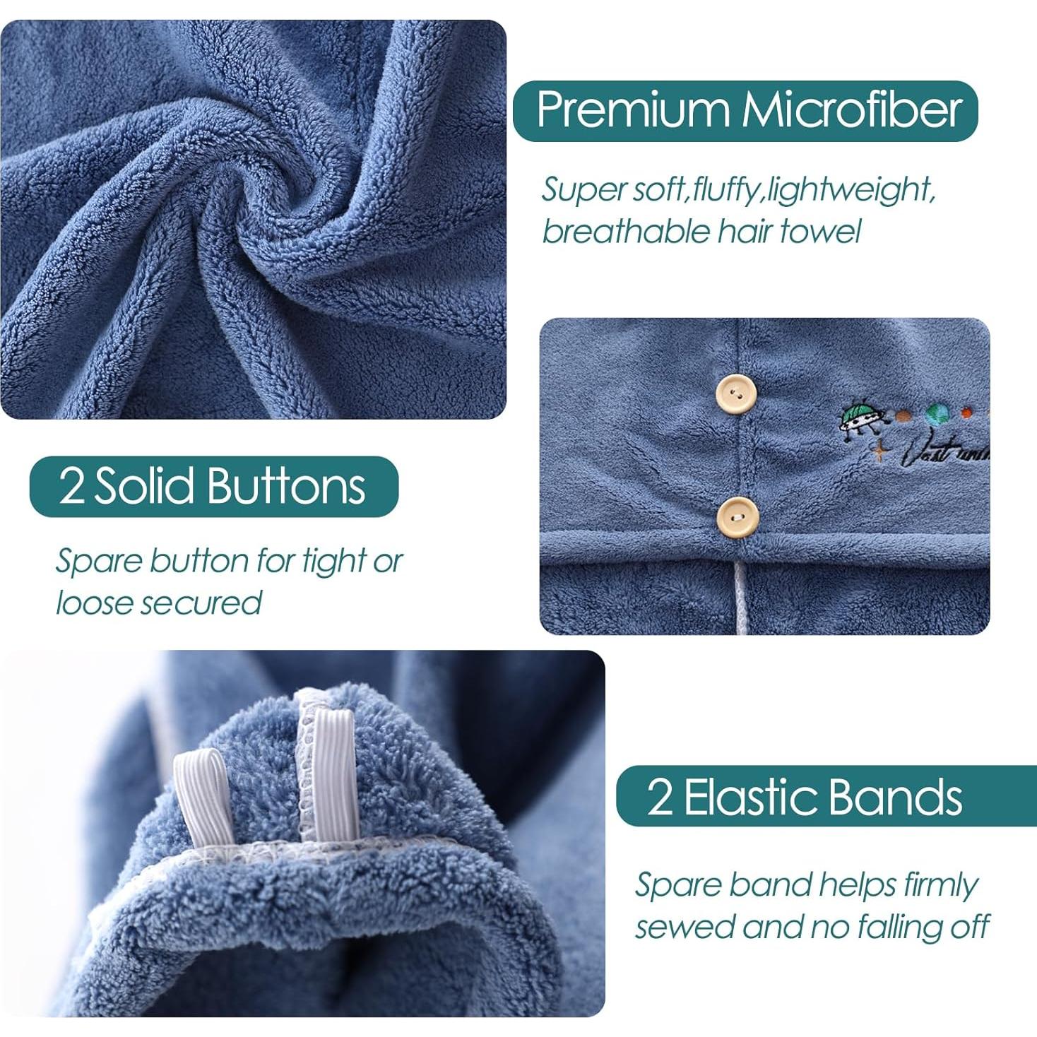 Toalla de Secado de Cabello Microfibra Jeffsun 63.5x25.4cm Azul