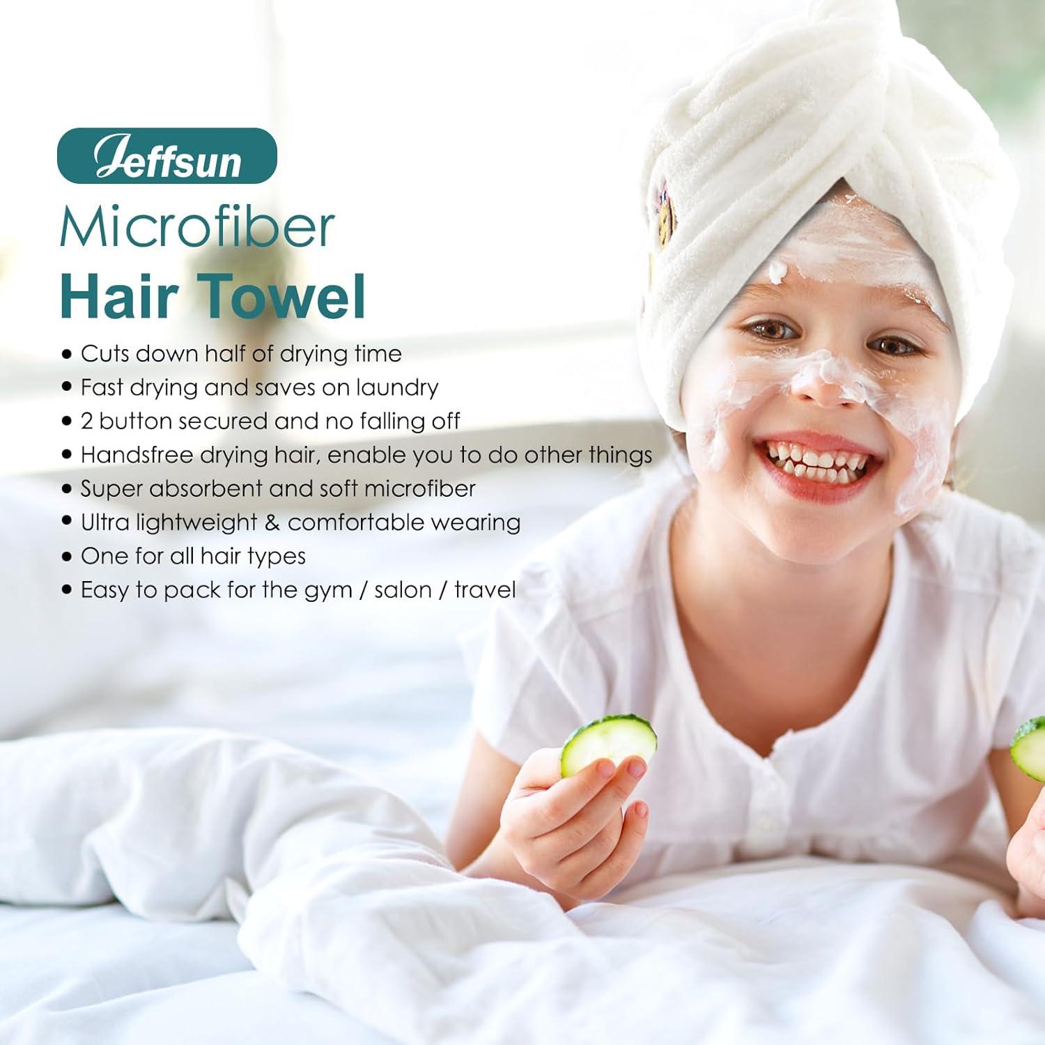 Toalla de Secado de Cabello Microfibra Jeffsun 63.5x25.4cm Azul