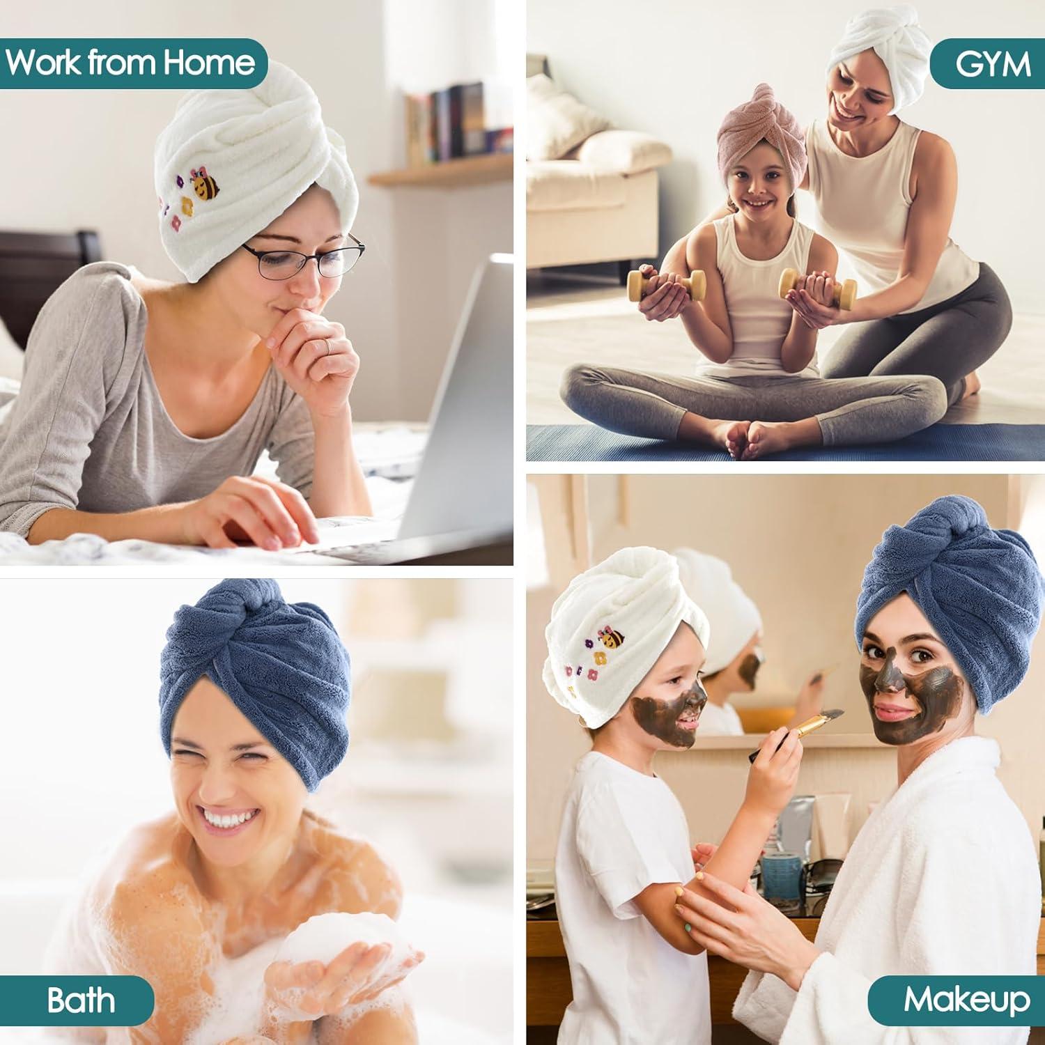 Toalla de Secado de Cabello Microfibra Jeffsun 63.5x25.4cm Azul