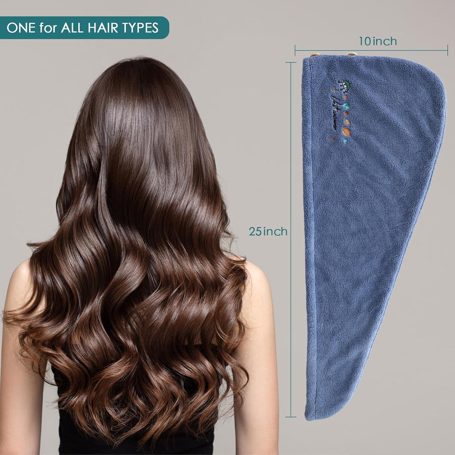 Toalla de Secado de Cabello Microfibra Jeffsun 63.5x25.4cm Azul