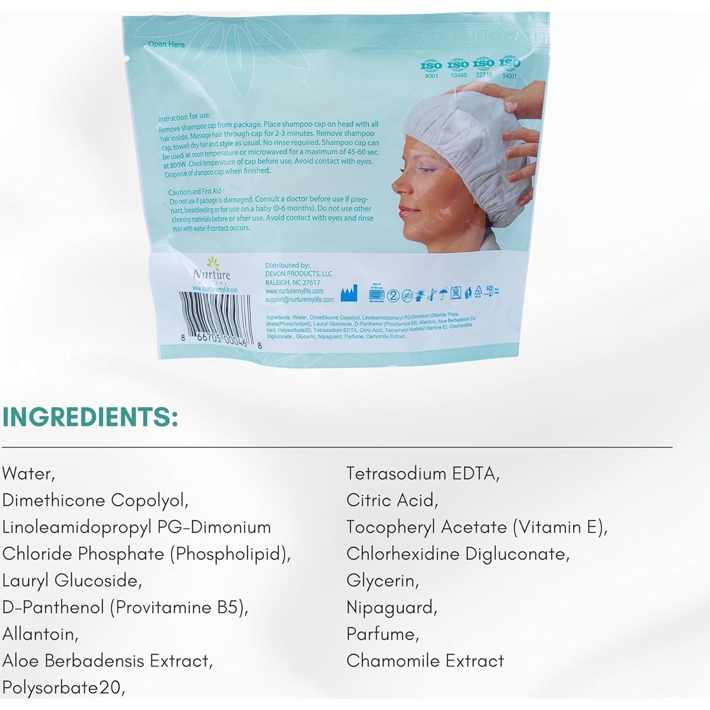 Gorro de Champú Sin Enjuague Nurture | 1 Cuenta (Paquete de 6)