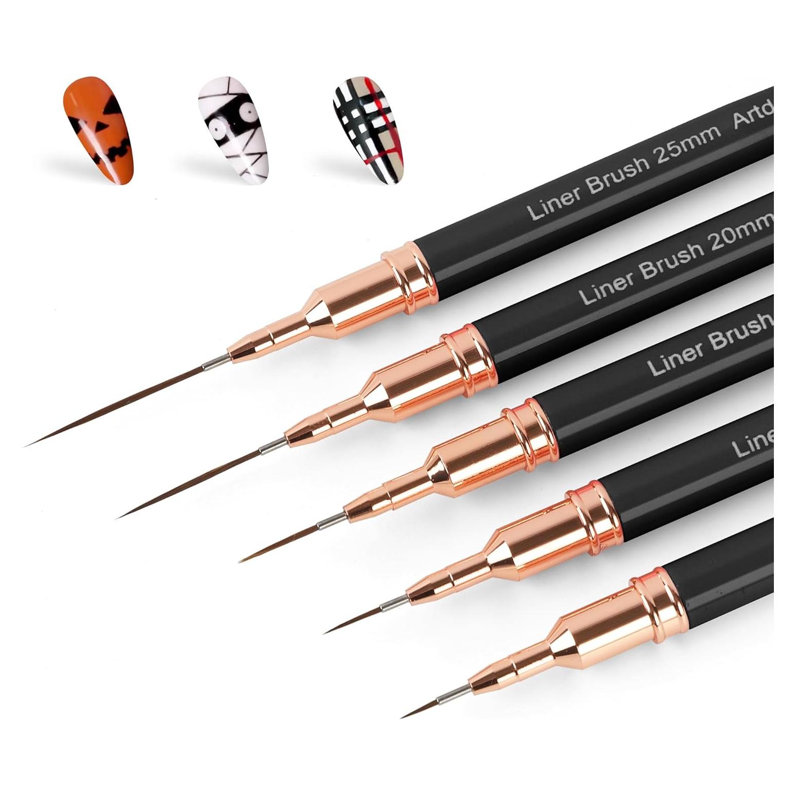 Set de Pinceles Liner para Uñas Artdone 5PCS Negro 5-25mm