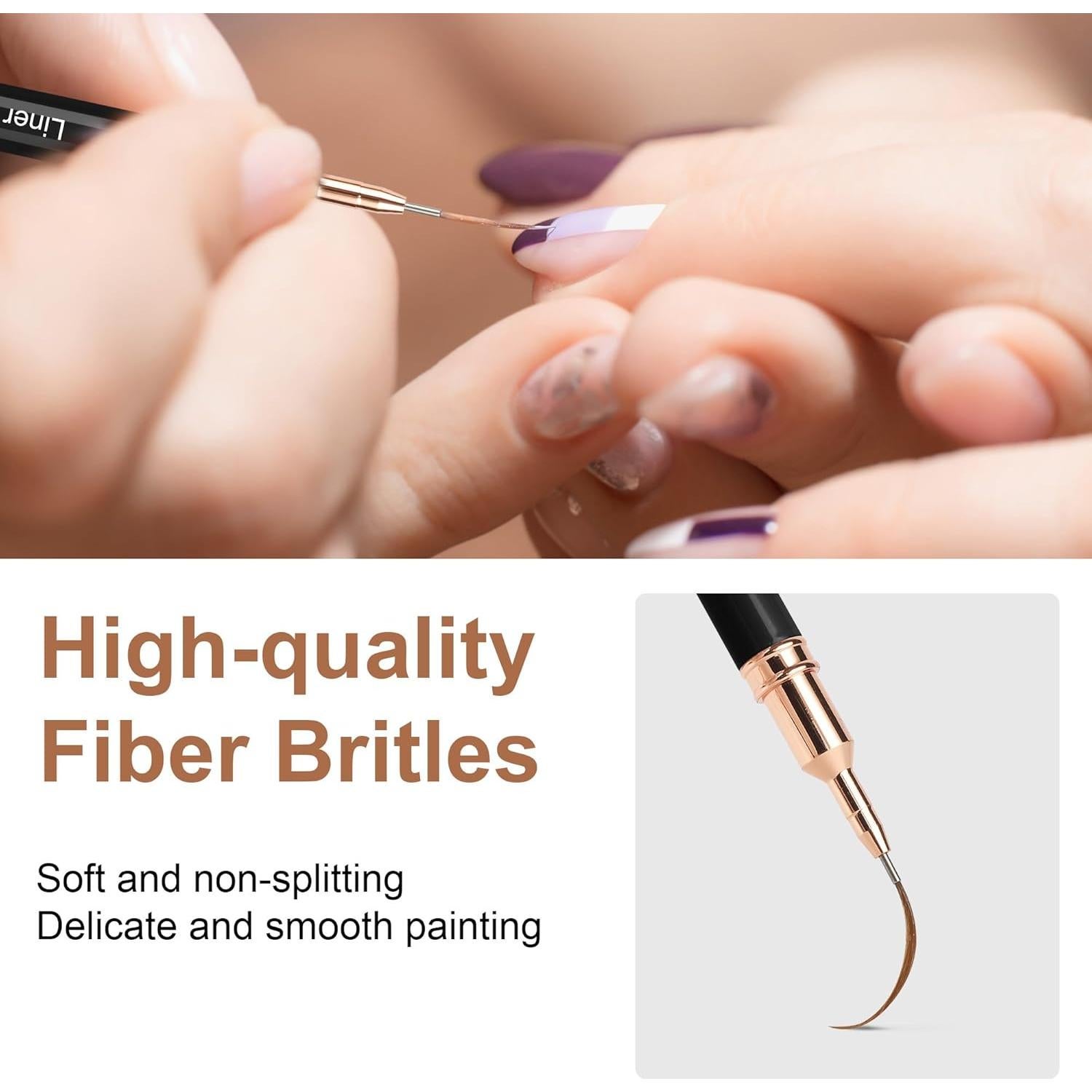 Set de Pinceles Liner para Uñas Artdone 5PCS Negro 5-25mm