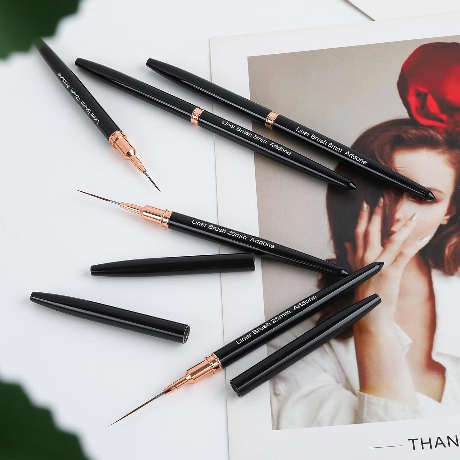 Set de Pinceles Liner para Uñas Artdone 5PCS Negro 5-25mm