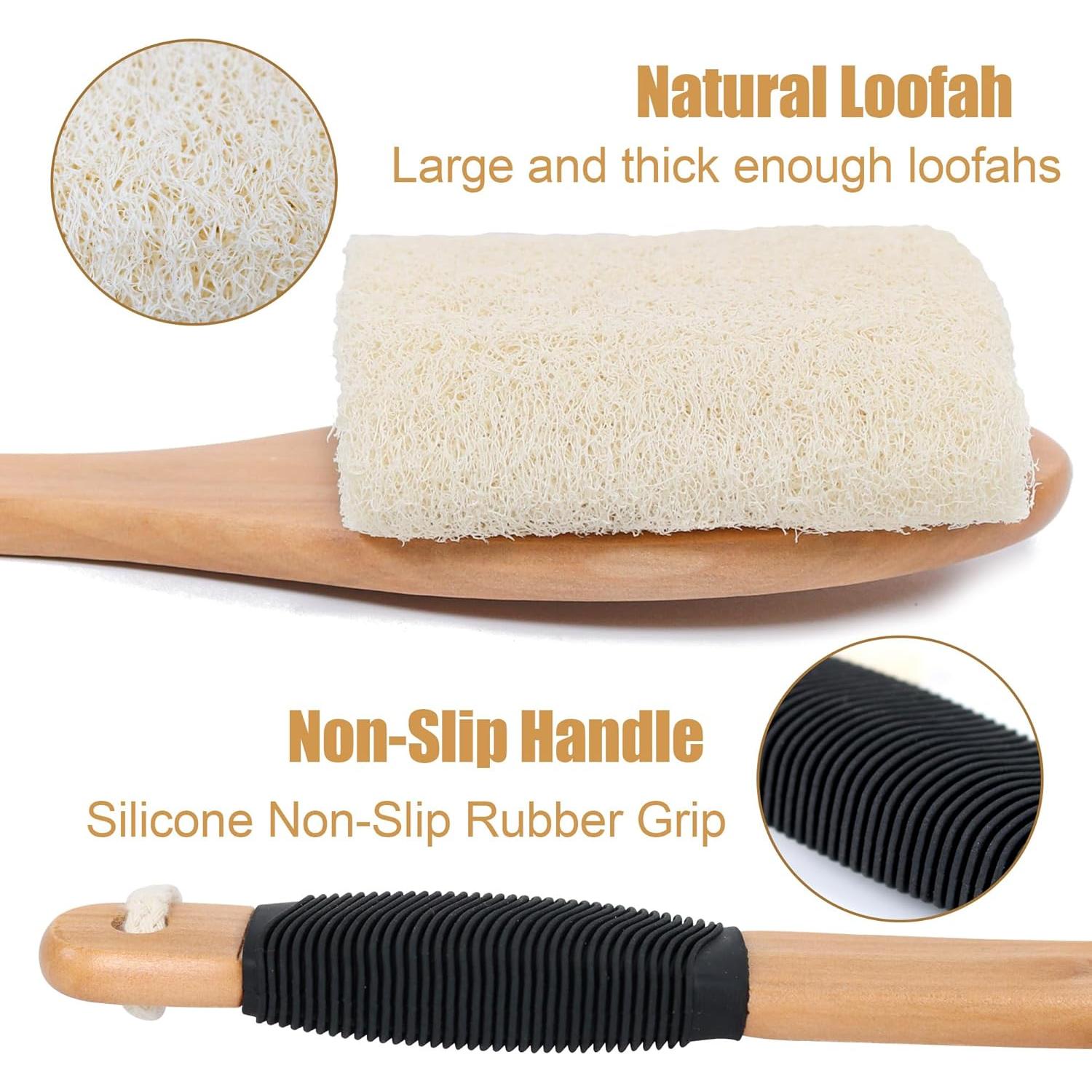 Cepillo Exfoliante de Espalda OWIIZI con Mango Largo de Loofah