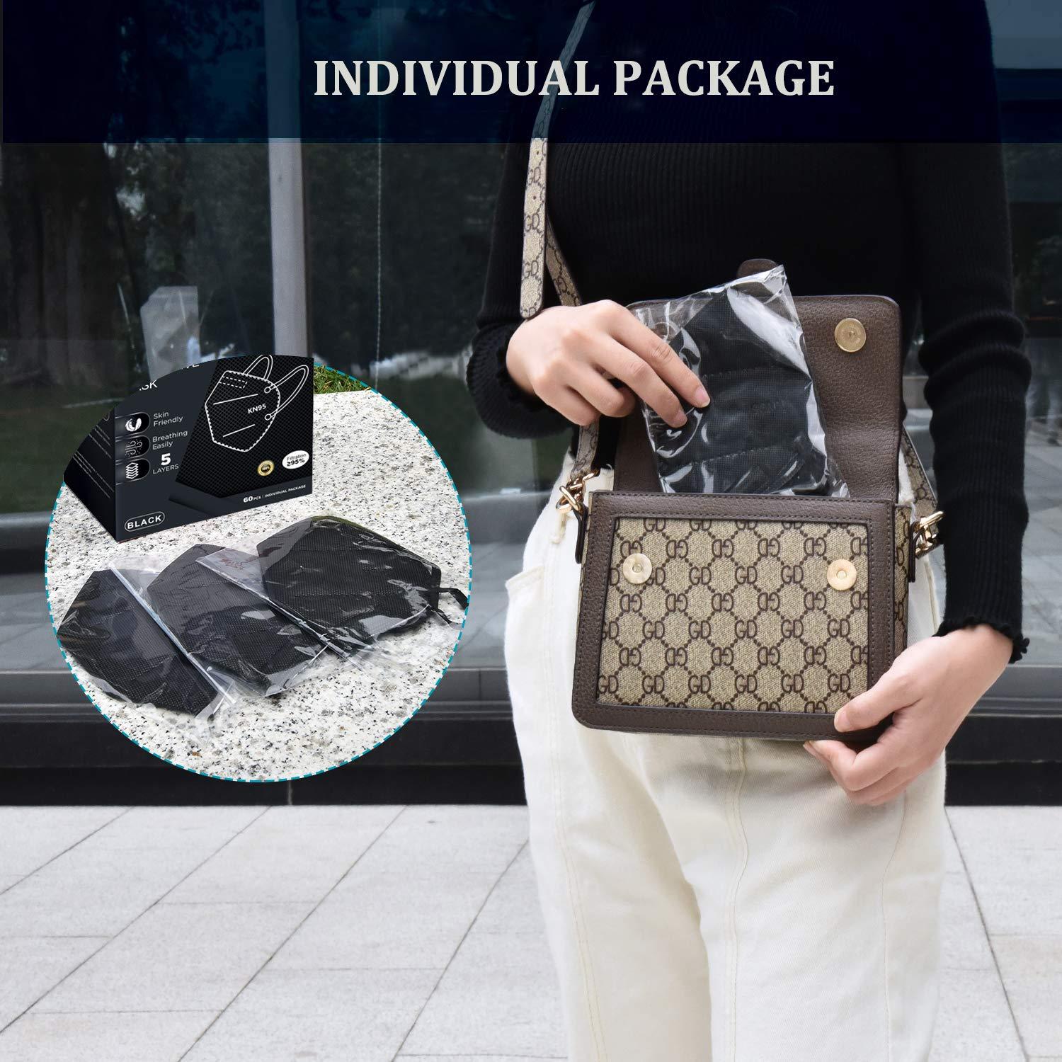 Mascarillas HUHETA KN95 Paquete de 30 Unidades Negra 5 Capas