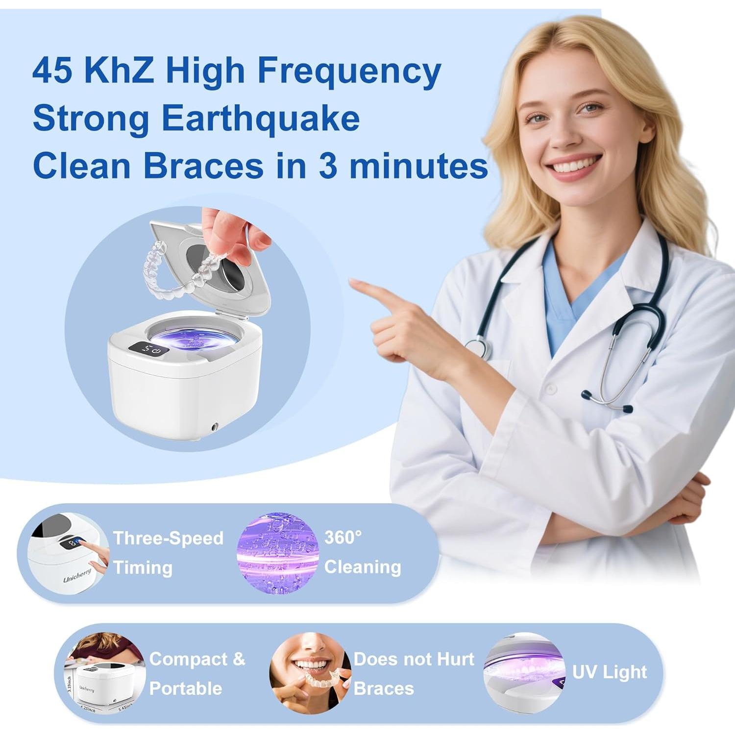 Limpiador Ultrasonido Profesional 45kHz para Retenedores