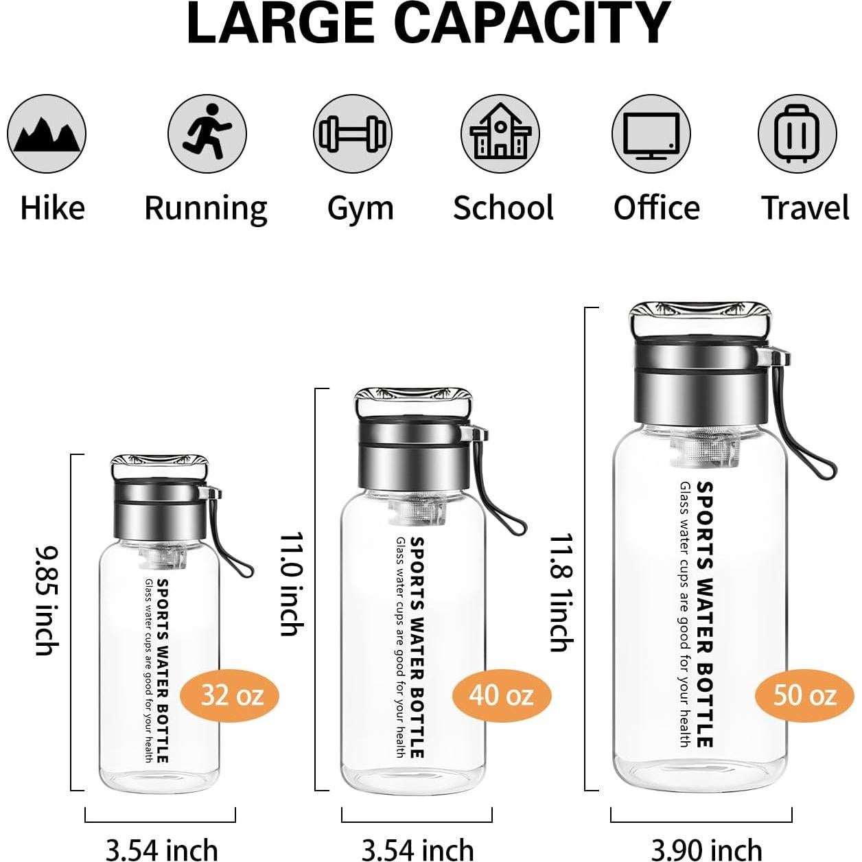 Botella de Agua de Vidrio Borosilicato Mymanjerfu 946ml con Infusor