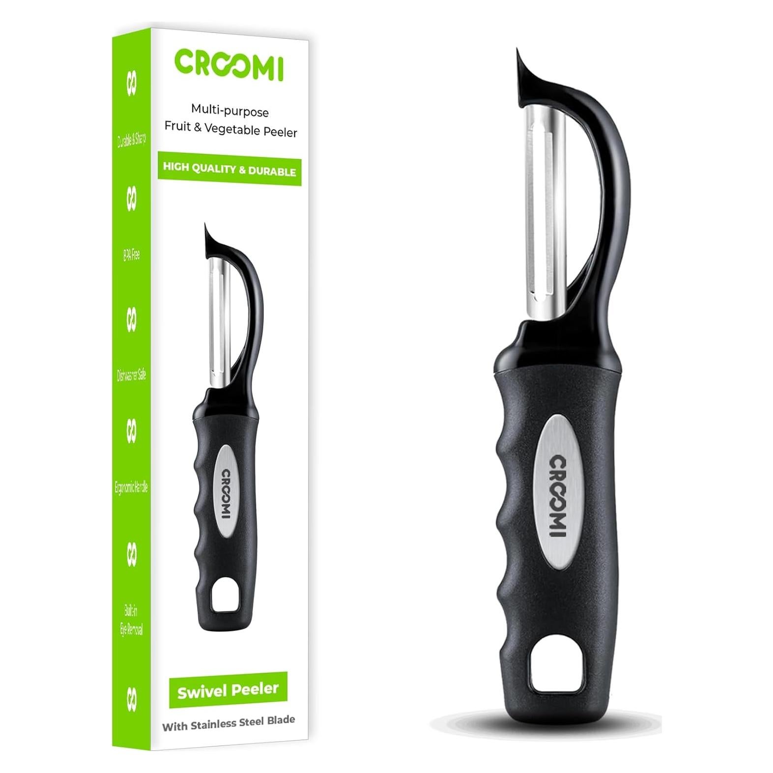 Pelador de Verduras Giratorio Croomi - Acero Inoxidable, Negro