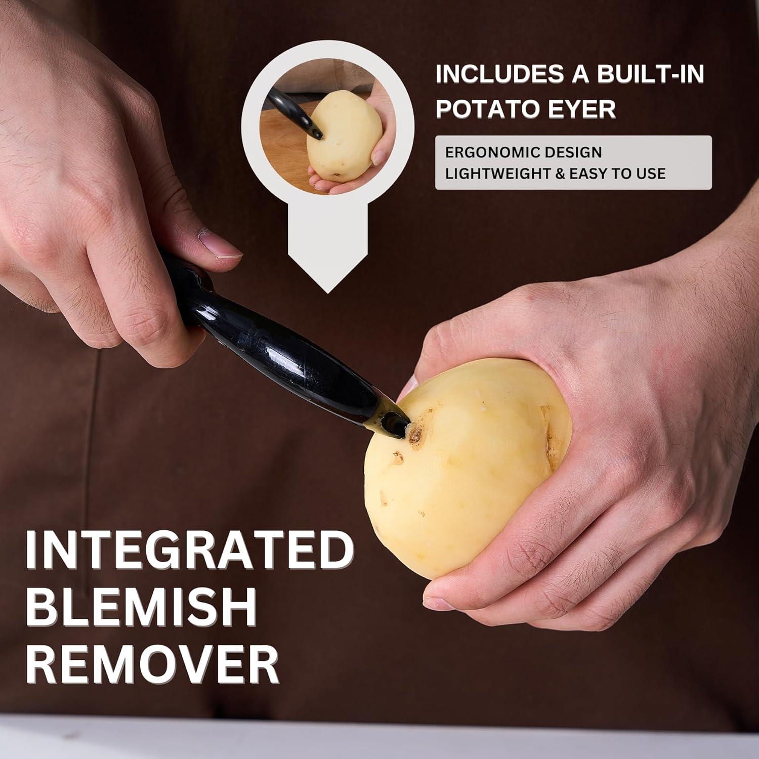 Pelador de Verduras Giratorio Croomi - Acero Inoxidable, Negro