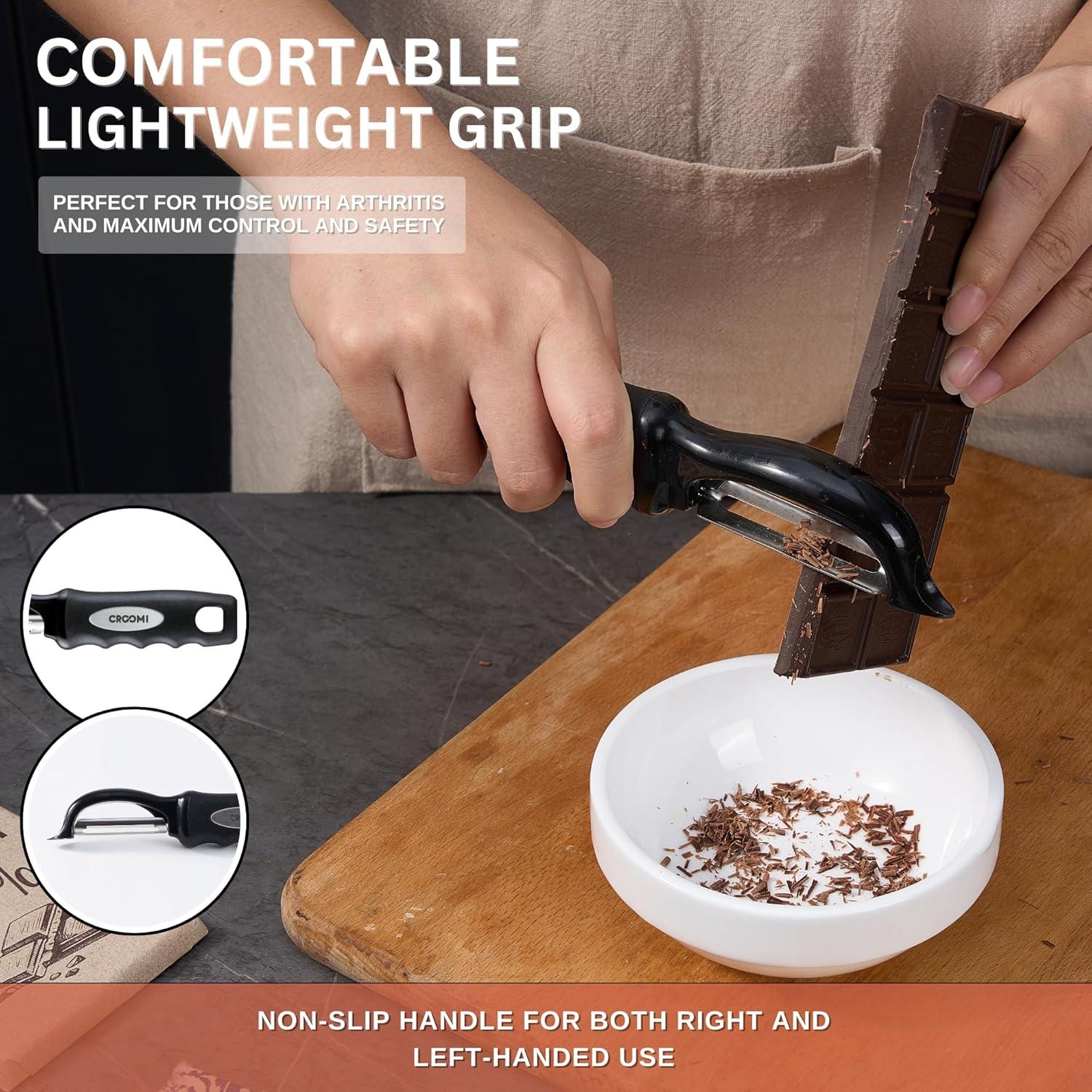 Pelador de Verduras Giratorio Croomi - Acero Inoxidable, Negro