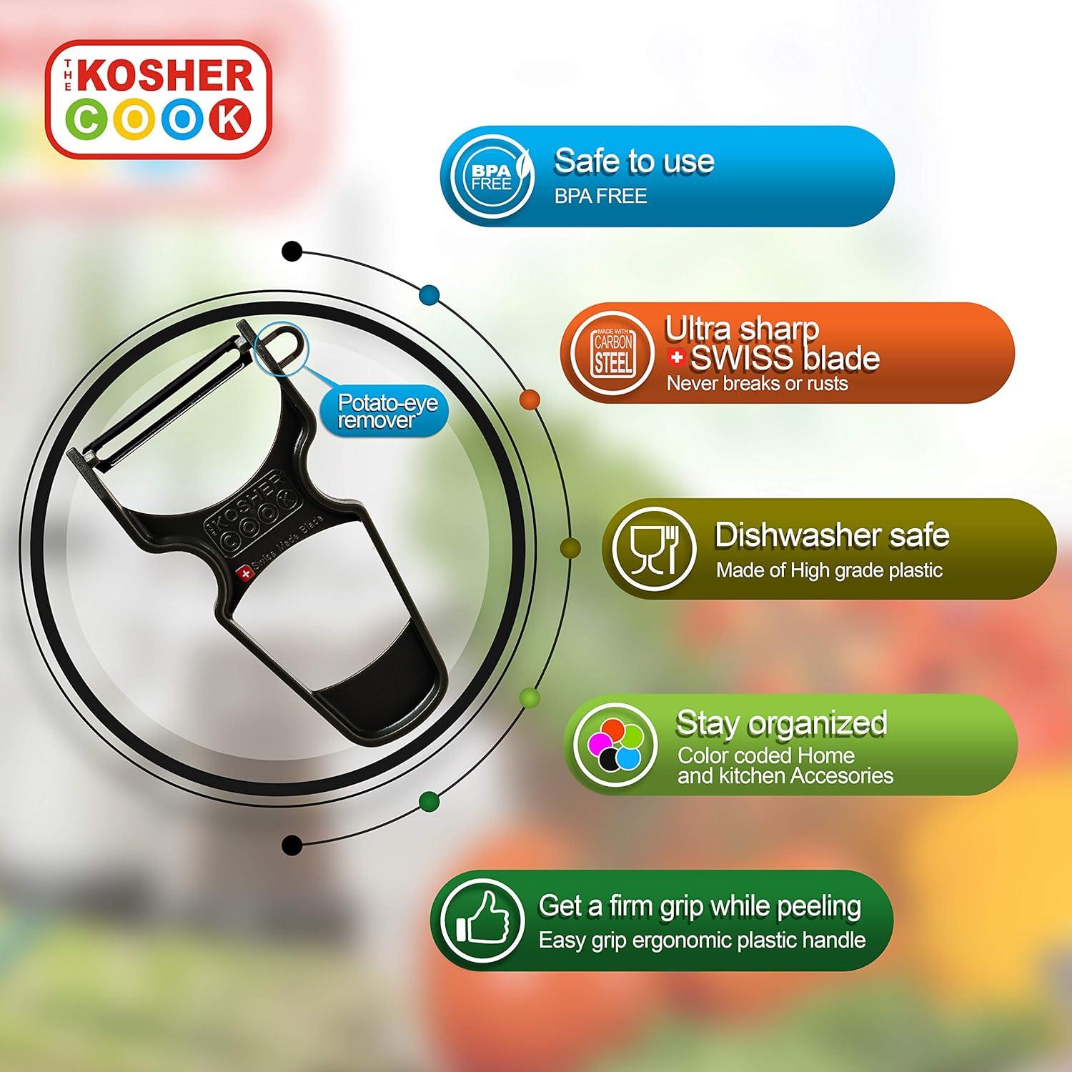 Pelador de Verduras Y The Kosher Cook - Acero Inoxidable Negro