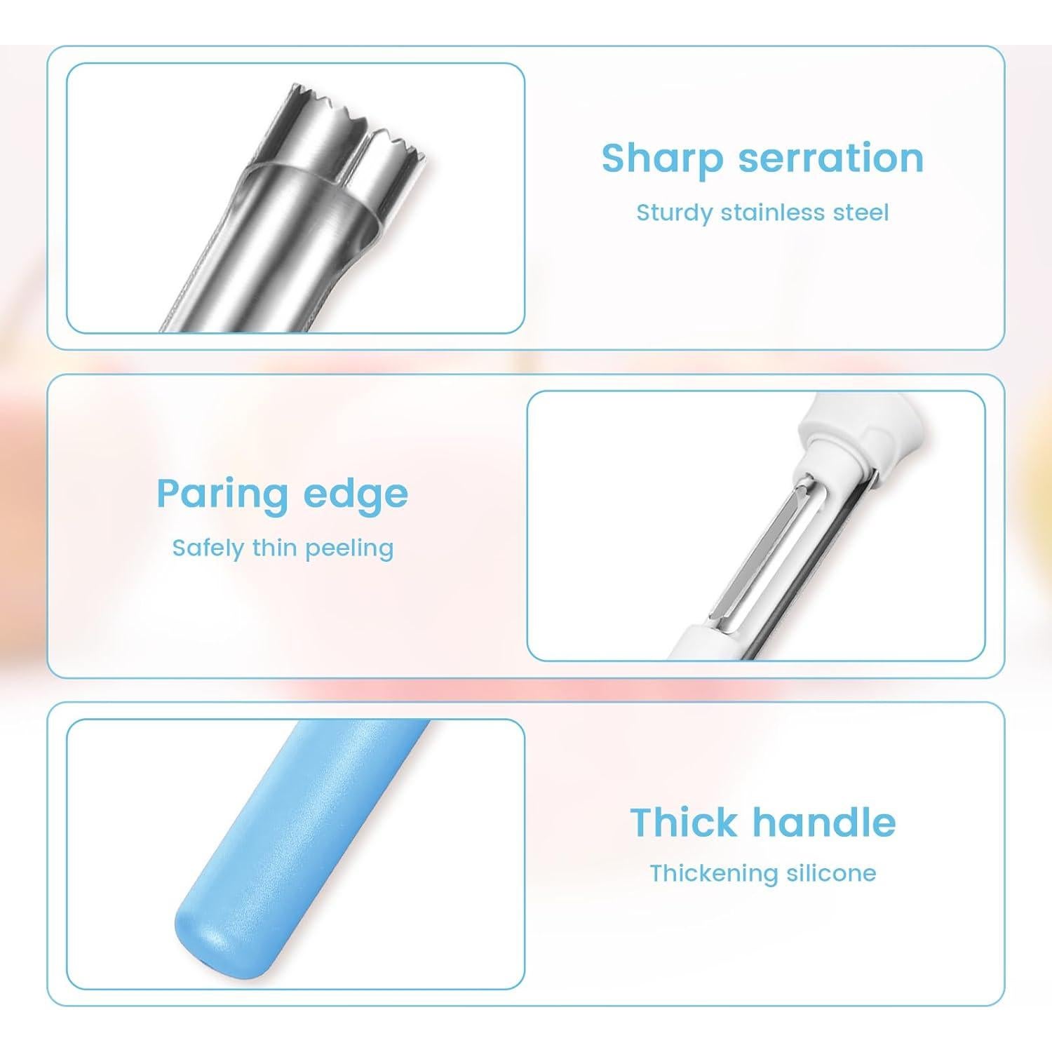 Corador y Pelador de Manzanas 2 en 1 Acero Inoxidable Azul