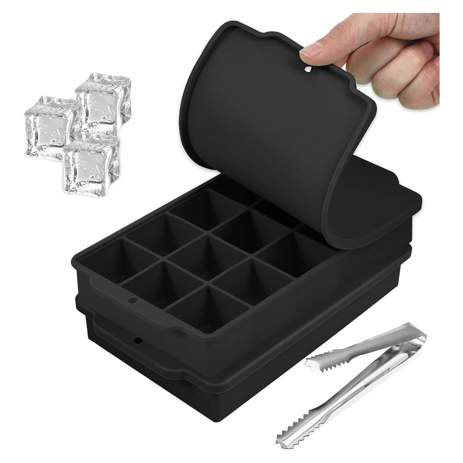 Bandeja de Hielo Silicona LHJJJL 15 Cubos con Tapa Negra