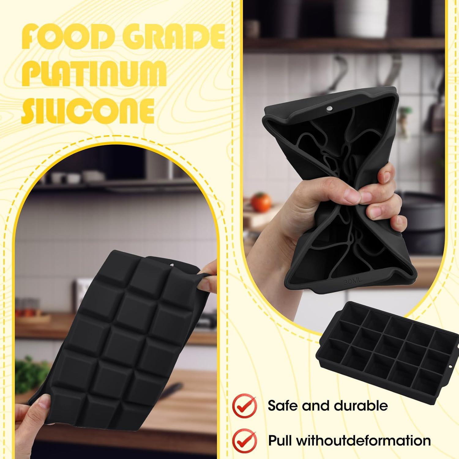 Bandeja de Hielo Silicona LHJJJL 15 Cubos con Tapa Negra