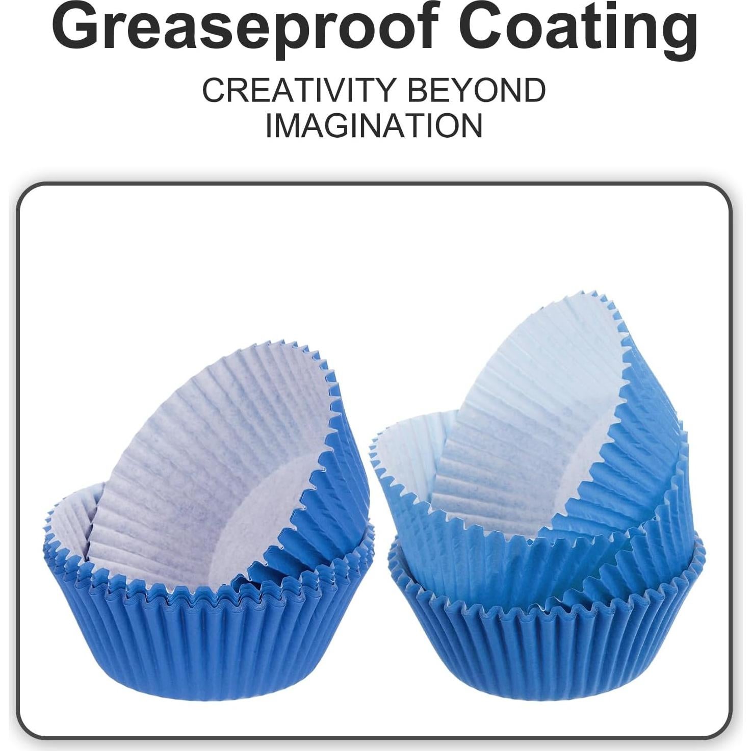 Forros de Cupcake uxcell 100 Pcs Papel a Prueba de Grasa Azul