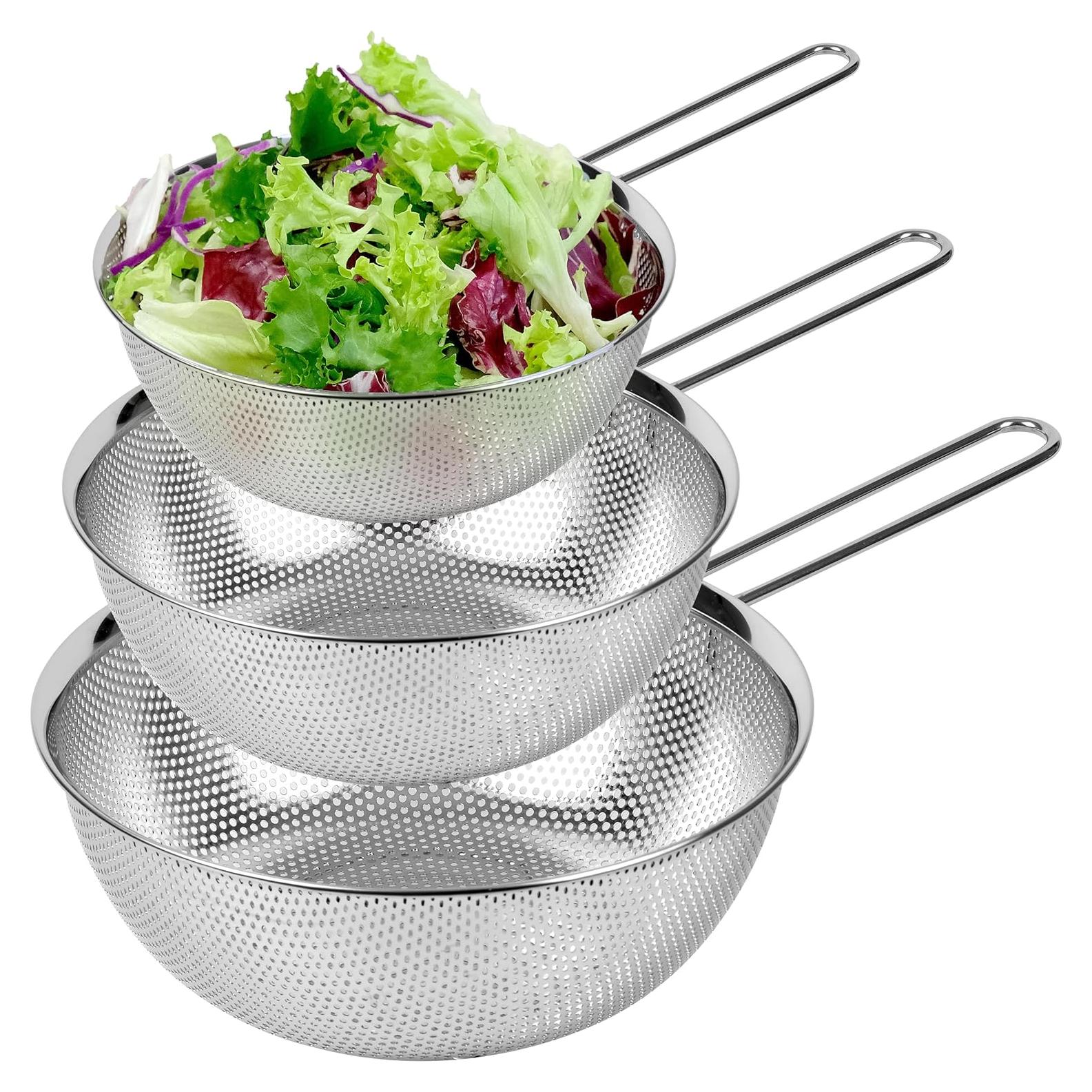 Colador de Acero Inoxidable 304 COMPORT K Juego de 3 - 1.5, 2.5 y 4QT