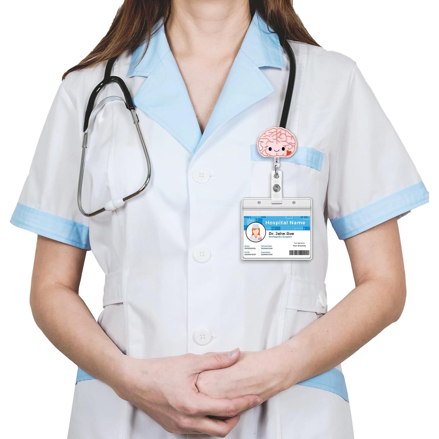 Funda de Insignia ITOKEY Cerebro Rosa Retráctil para Médicos