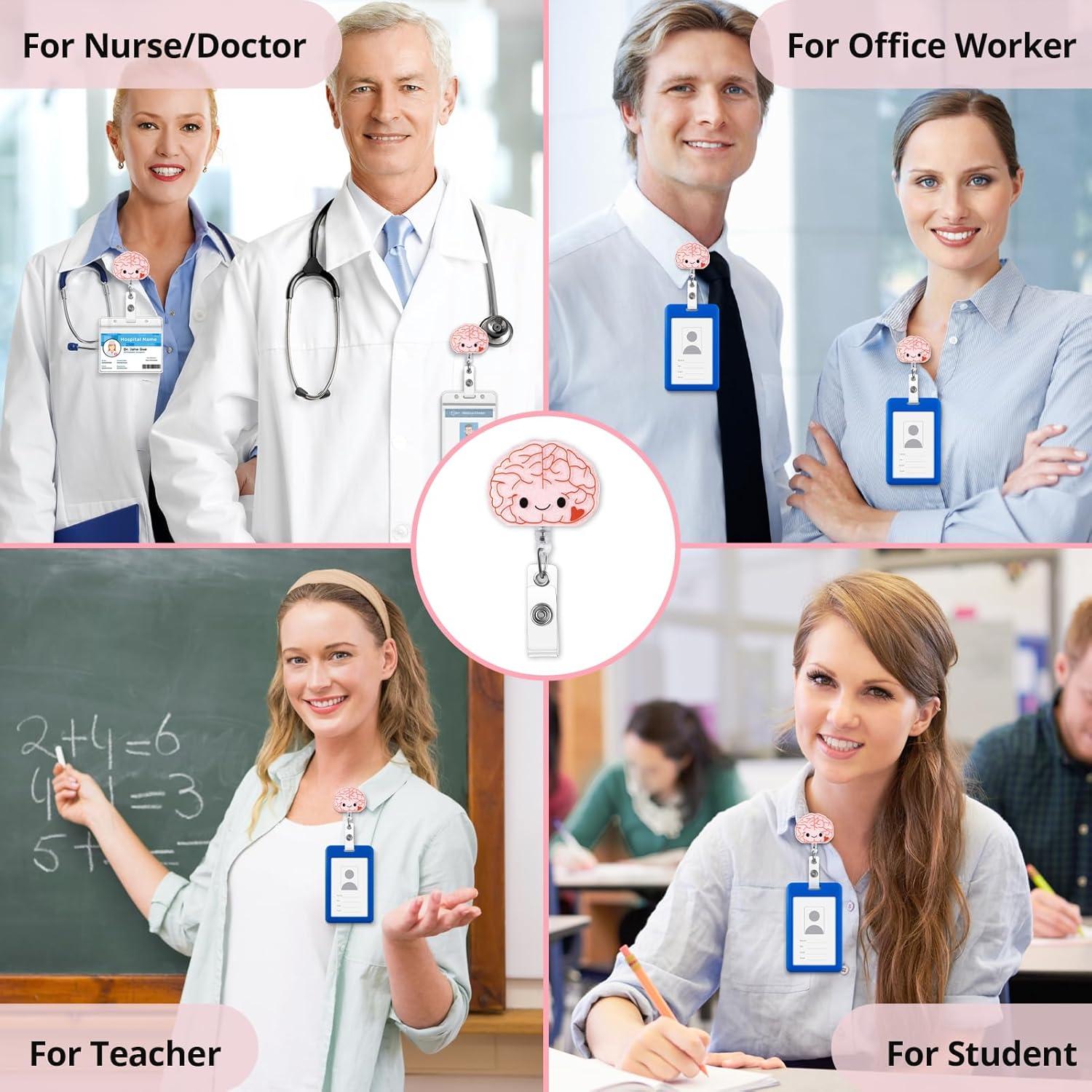 Funda de Insignia ITOKEY Cerebro Rosa Retráctil para Médicos