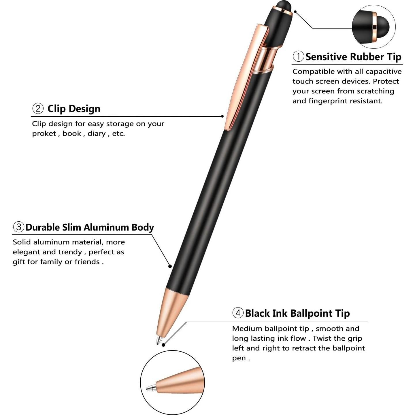 Bolígrafos Retráctiles Aozora 15 Piezas Tinta Negra 1.0 mm