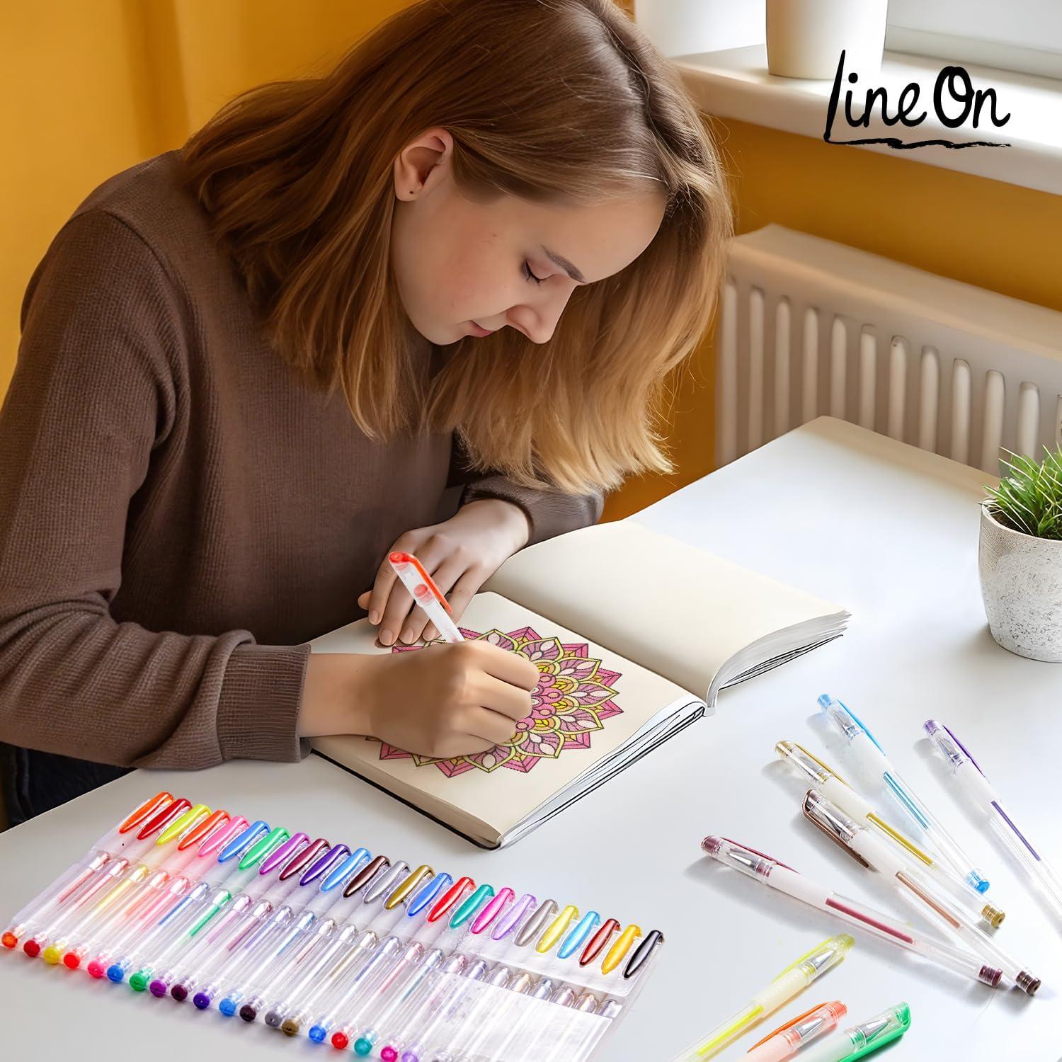 Set de 50 Bolígrafos de Gel Lineon Multicolor con 25 Recargas