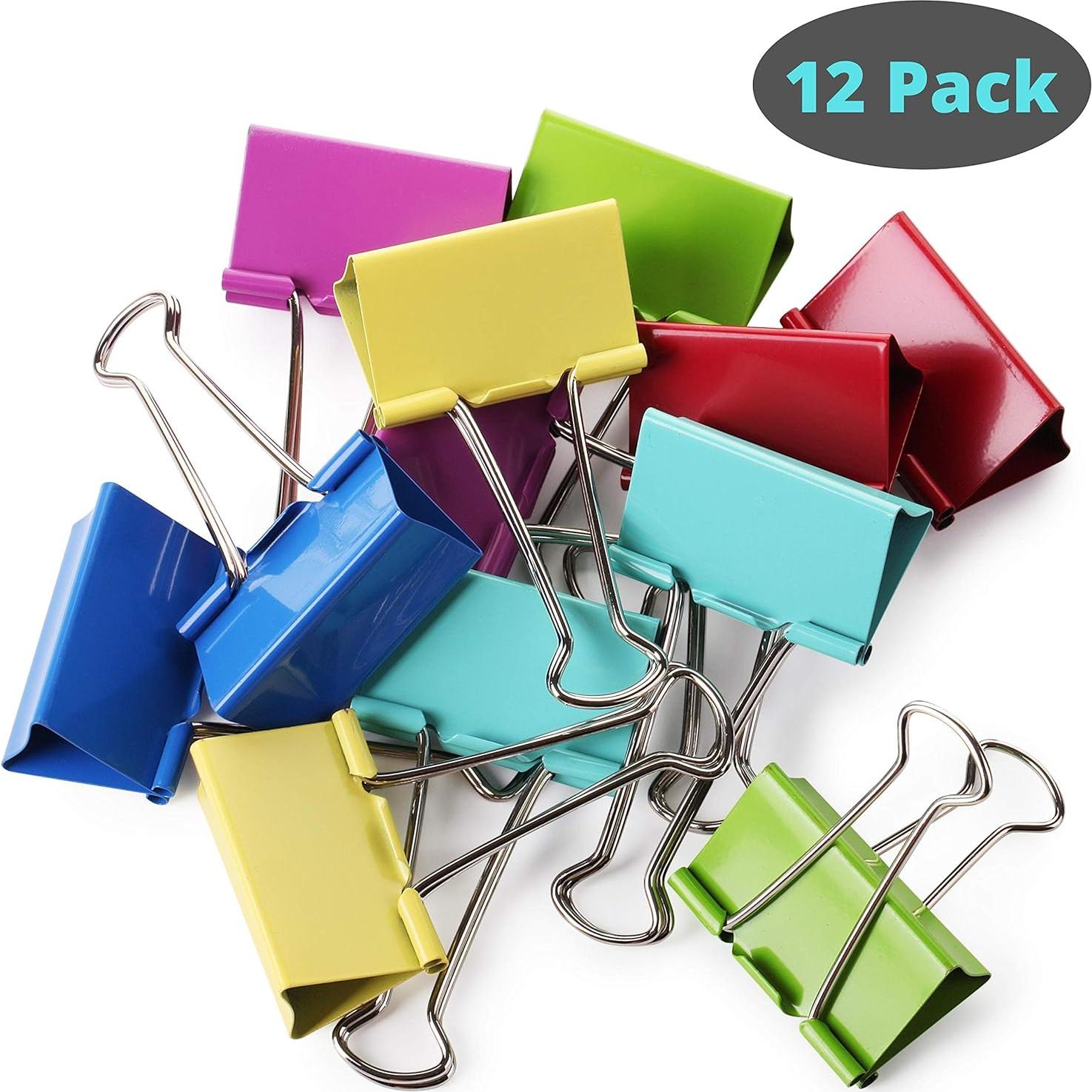 Clips de Carpeta Extra Grande Mr. Pen 5 cm 12 Piezas Color Variado