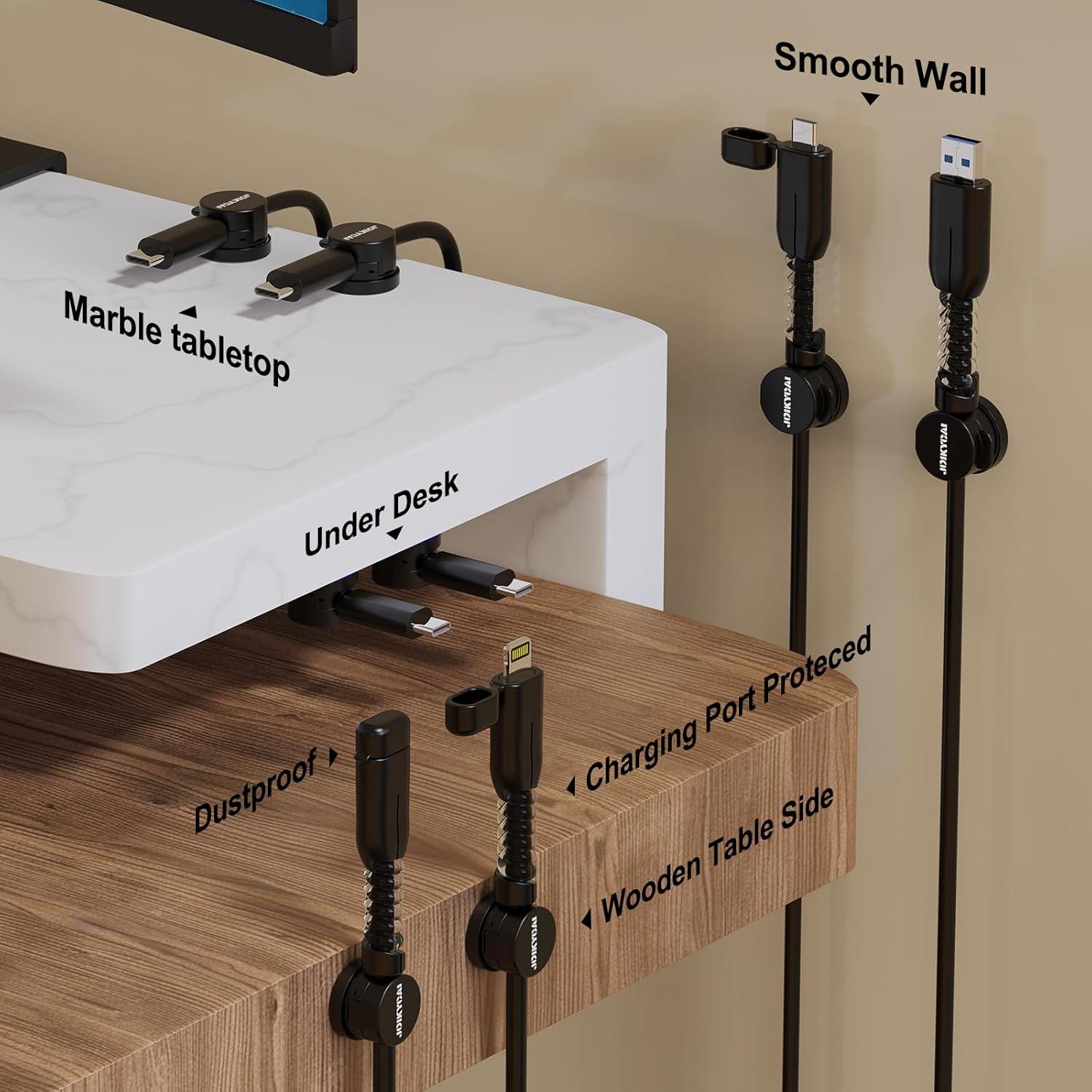 6 Organizadores de Cables JOIKYCAI con Clips Adhesivos Rotativos